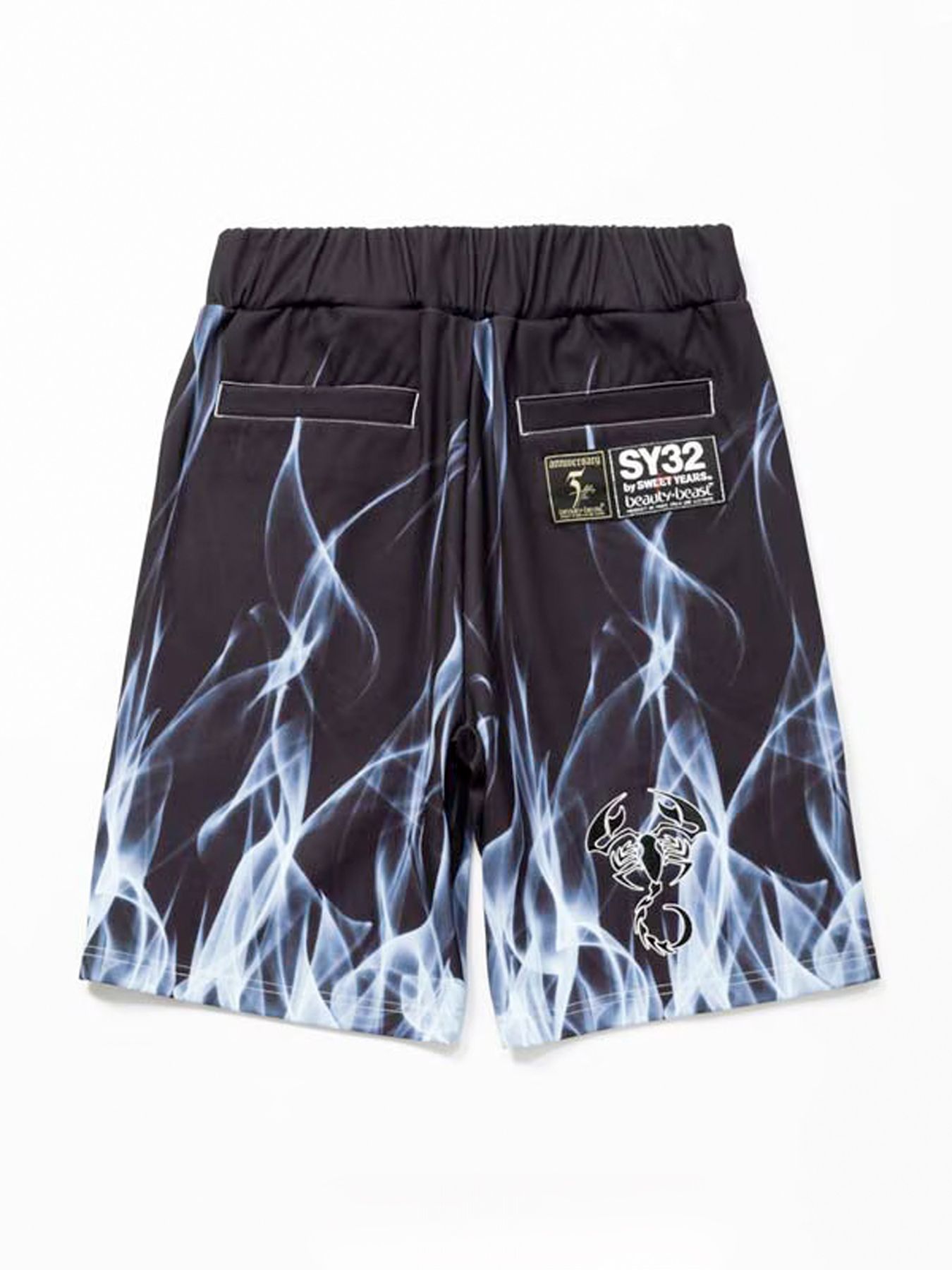 Wネームコラボ beauty:beast × SY32 SWEAT SHORT PANTS / ブラック×ホワイト【SY32 by SWEET YEARS】