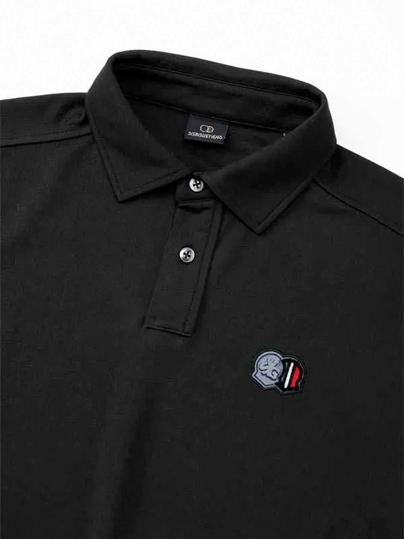 WAVE JQ BACK PRINT POLO / ウェーブ ジャガードバックプリント ポロシャツ / ブラック【SY32 by SWEET YEARS GOLF】
