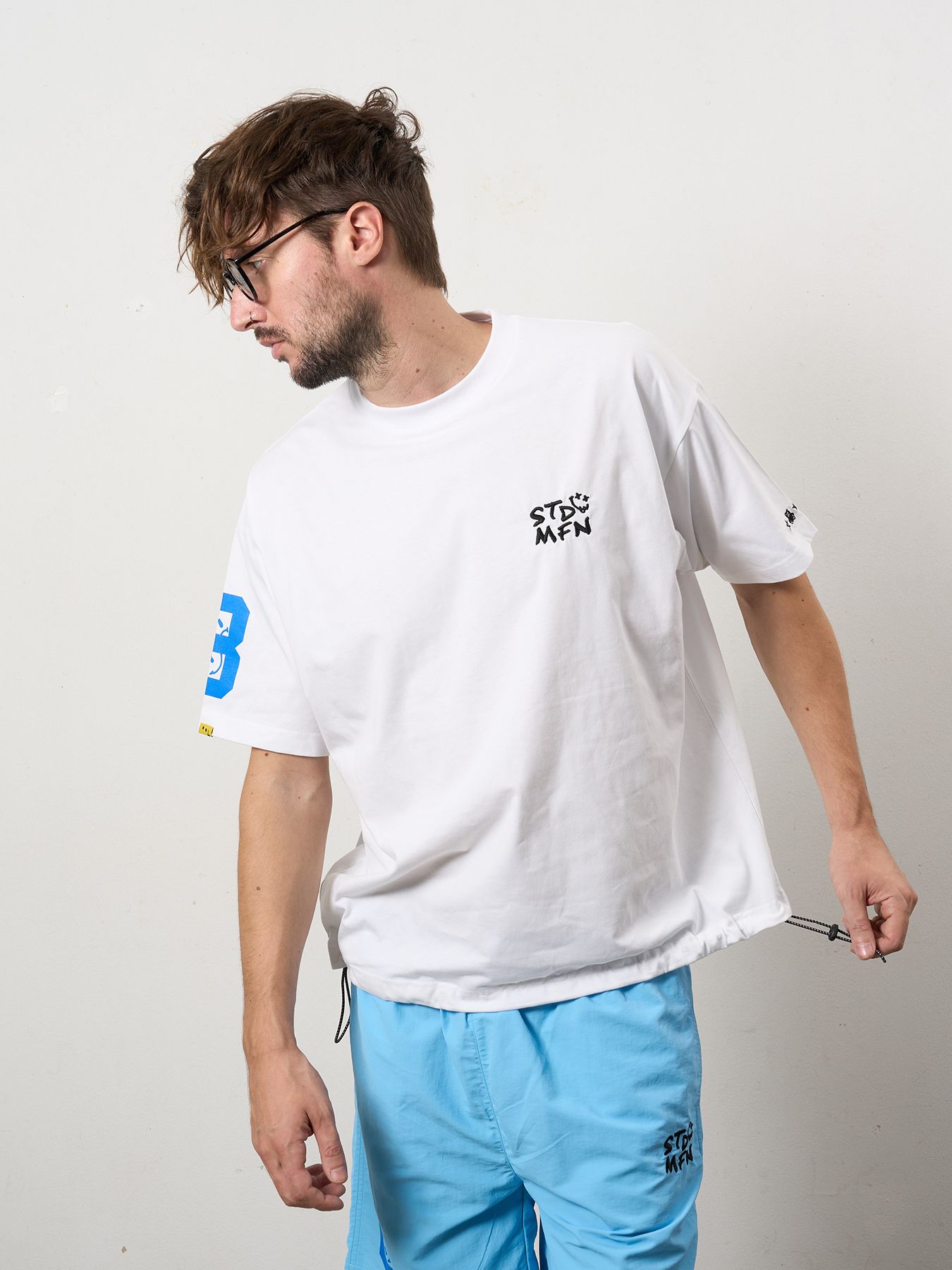 【予約品 10月16日(木) 締切】7ozコットン天竺 8マイル ドローコード ワイドSSTシャツ / ホワイト
