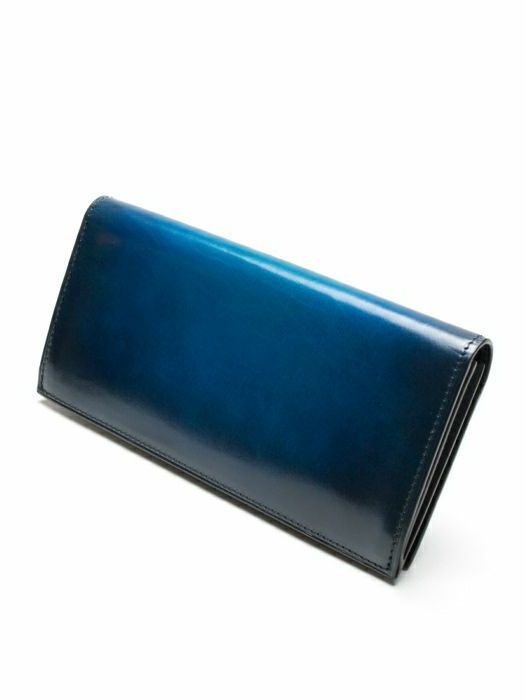 かぶせ長財布 / ブルー