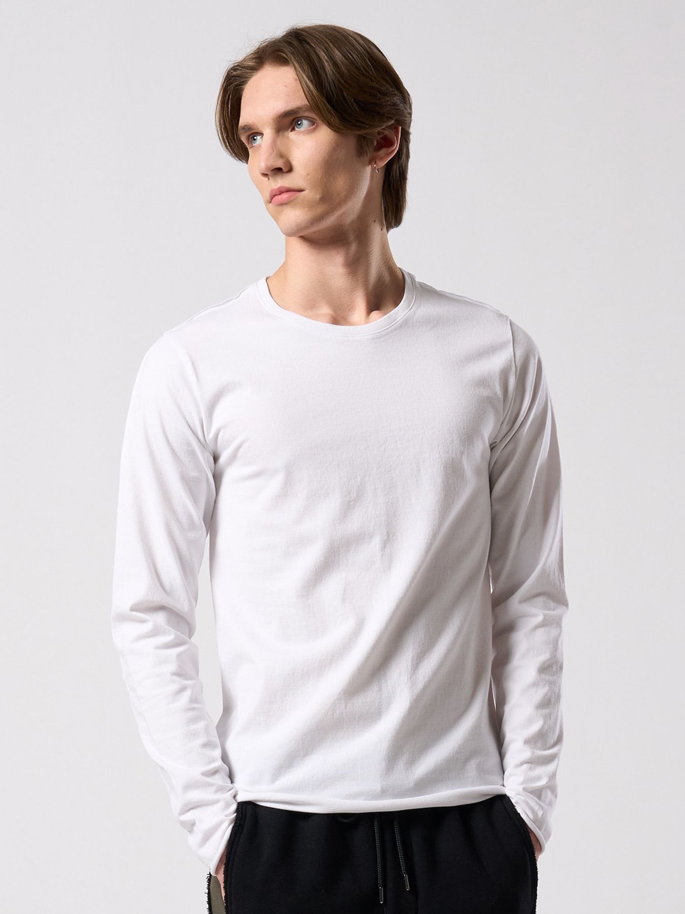 【予約品 4月19日(日) 18時締切】slim cut-off crew-neck L/S / スリムカットオフ クルーネック ロングスリーブ / ホワイト