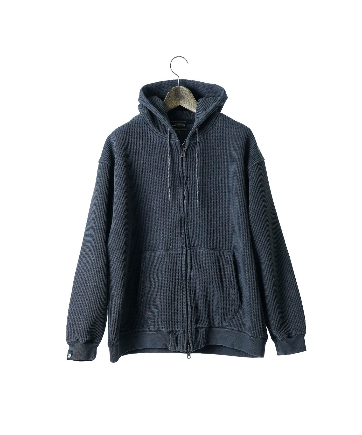 【予約品10月20日(日）締め】 WARBBLE / ヘビーオンスワッフル生地パーカー / ブラック