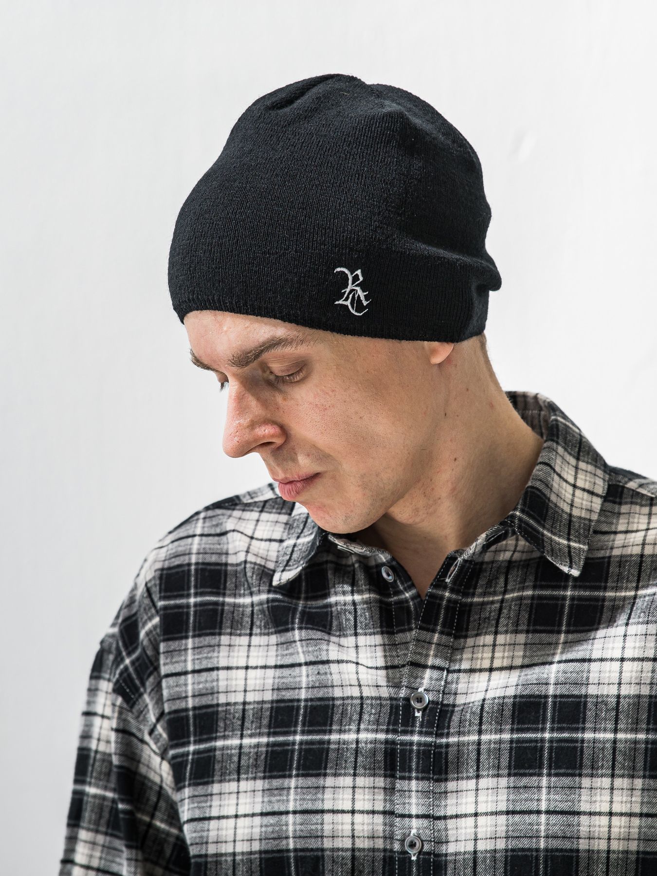 【予約品 9月6日(日) 締切】WOOL KNIT CAP / ウール ニットキャップ / ブラック×RC刺繍