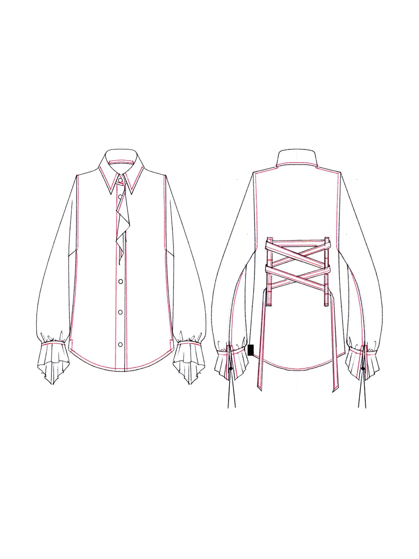 【予約品 10月26日(日) 締切】Lace Up Shirt / レースアップシャツ / ホワイト