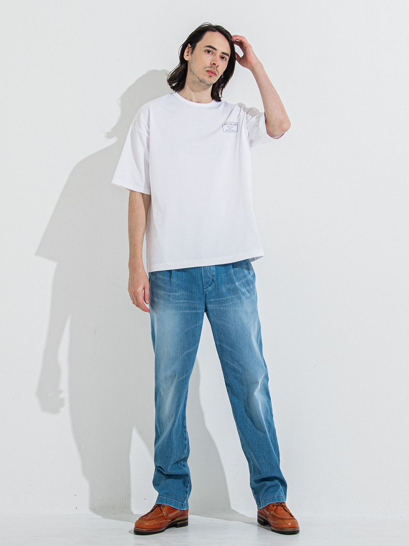 DENIM JERSEY WIDE PT / デニムジャージワイドパンツ / ライトインディゴ