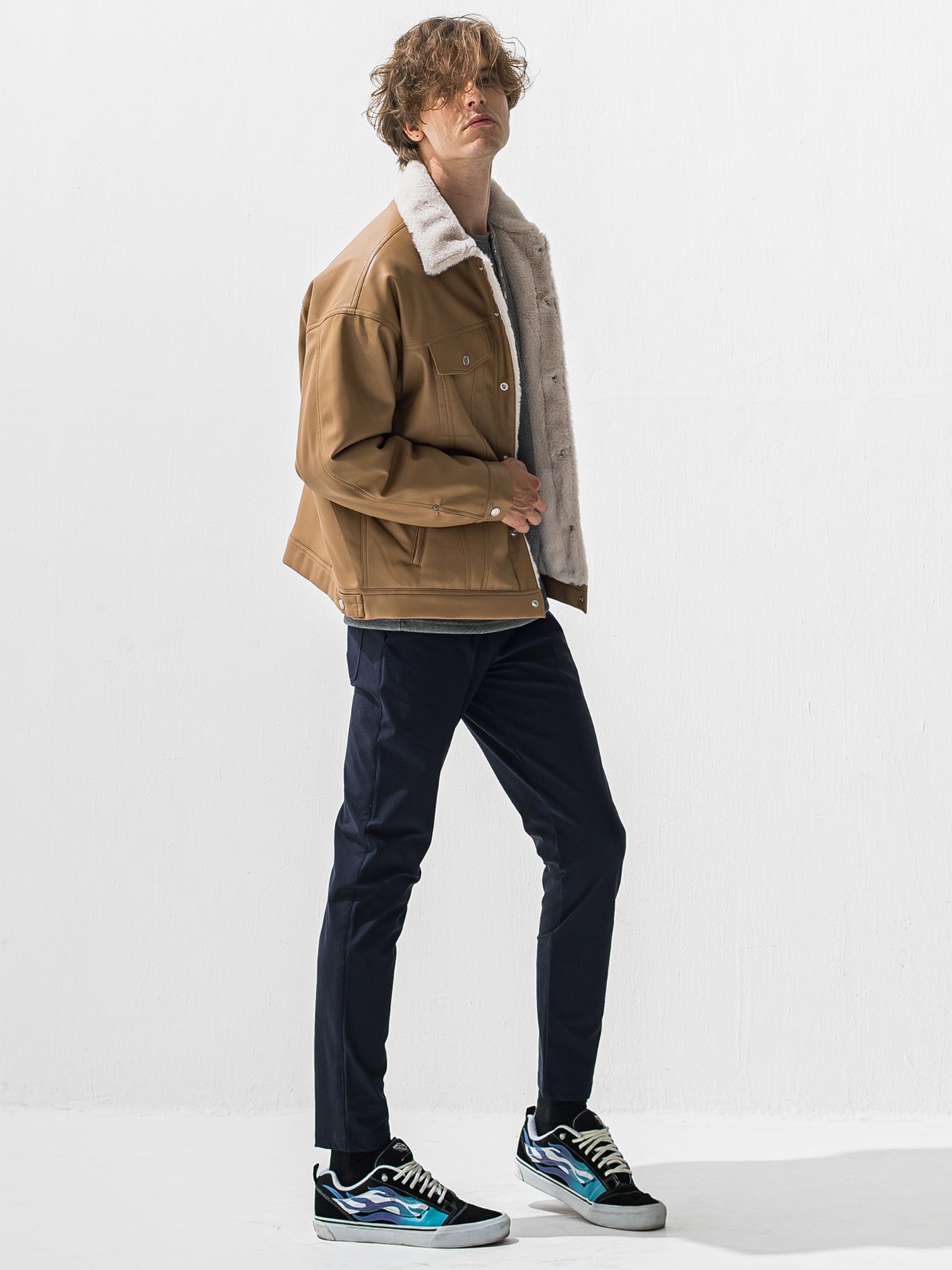 【予約品 9月6日(日) 締切】LEATHER FUR OVER G / レザー ファー オーバー Gジャン / ベージュ