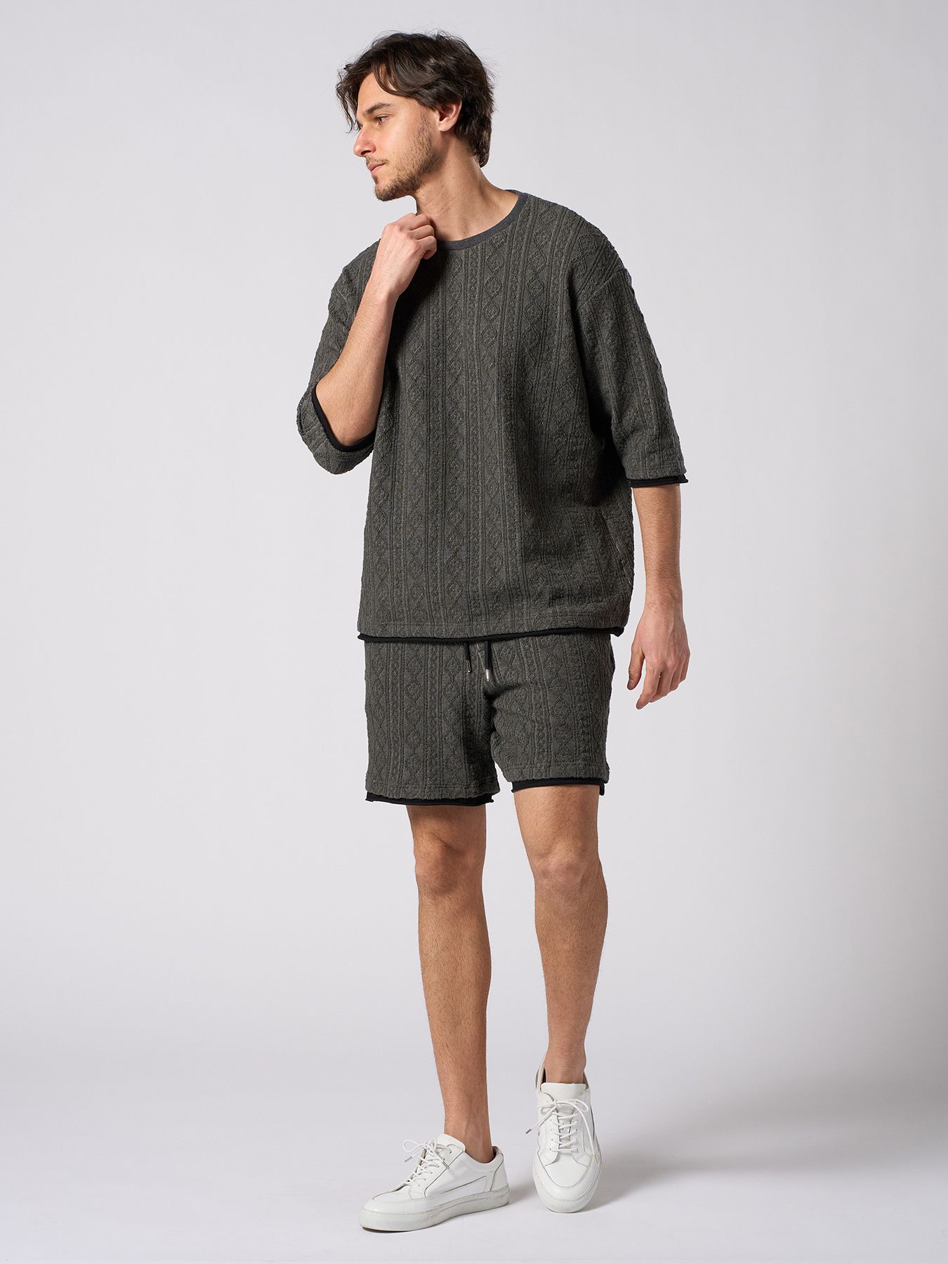 【予約品 1月25日(日) 締切】jacquard summer knit H/S / ジャガード サマーニット ハーフスリーブ / ブラック