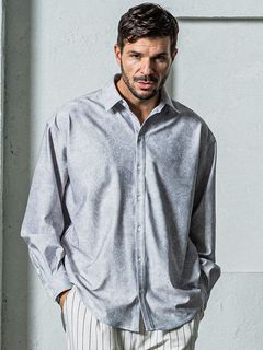 NYLON jack shirts / ナイロンシャツ / ペイズリーグレー