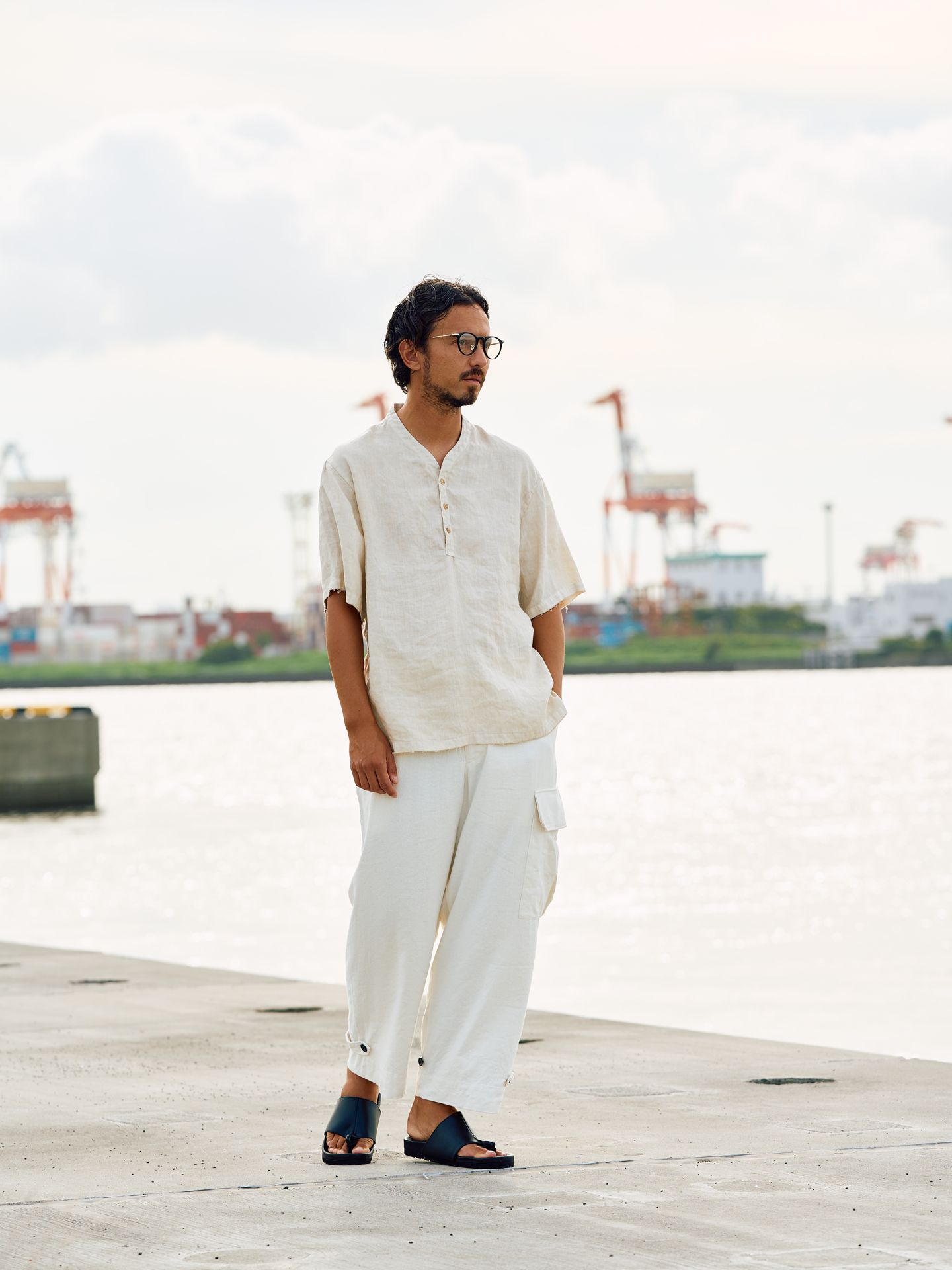 【予約品9月16日 10時締め】 smart collar pullover H/S / シャツ / ライトベージュ