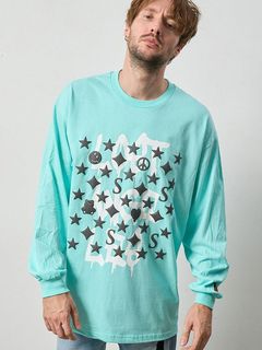 【予約品】 5.6ozコットン天竺 スターグラム発泡プリントTシャツ / ブルー 【STUD MUFFIN(スタッドマフィン)】