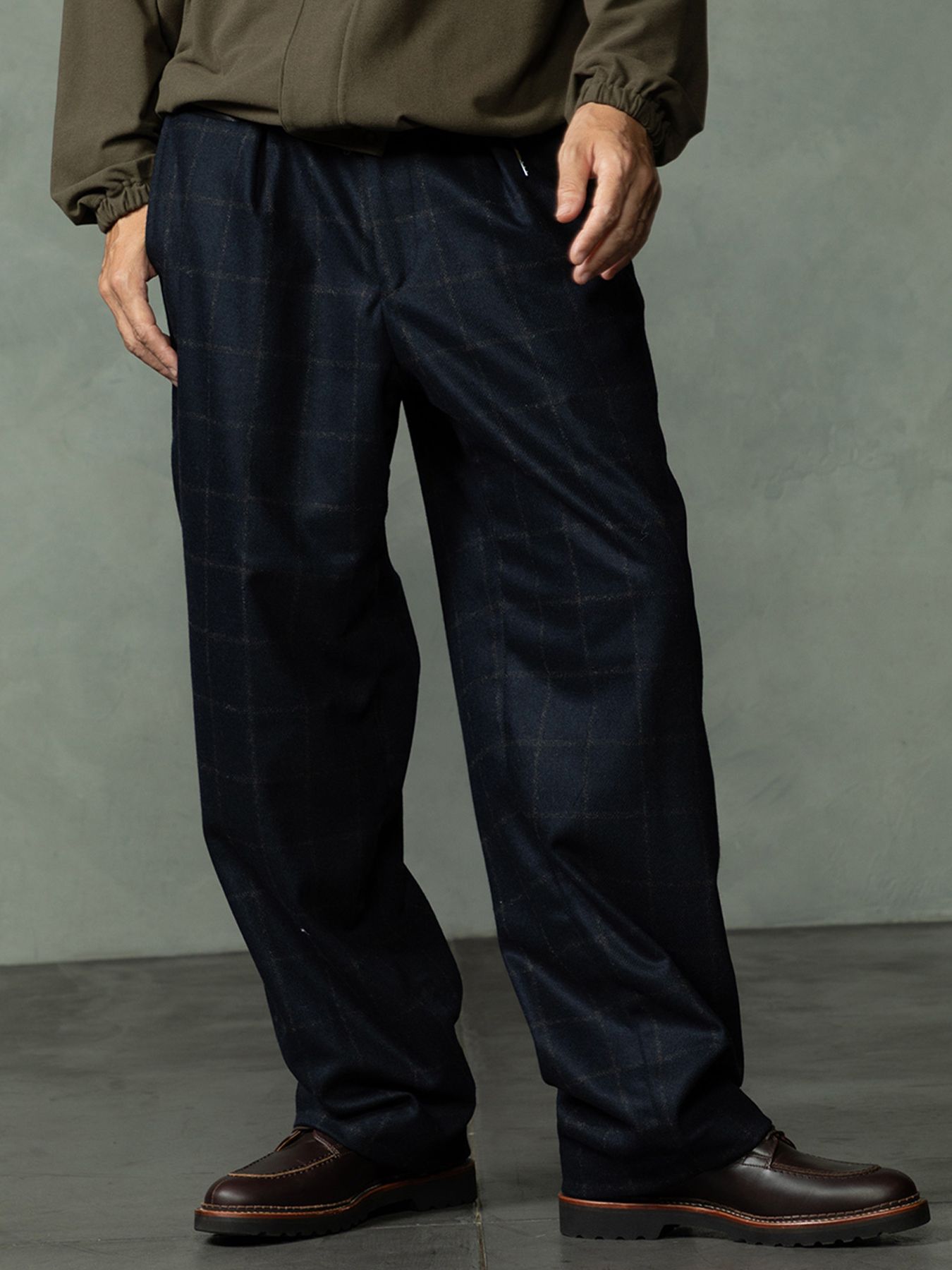 【予約品 7月5日(日) 締切】WOOLBASTE TROUSERS windowpane / ウィンドーペイン ウールトラウザーズ / ネイビーチェック