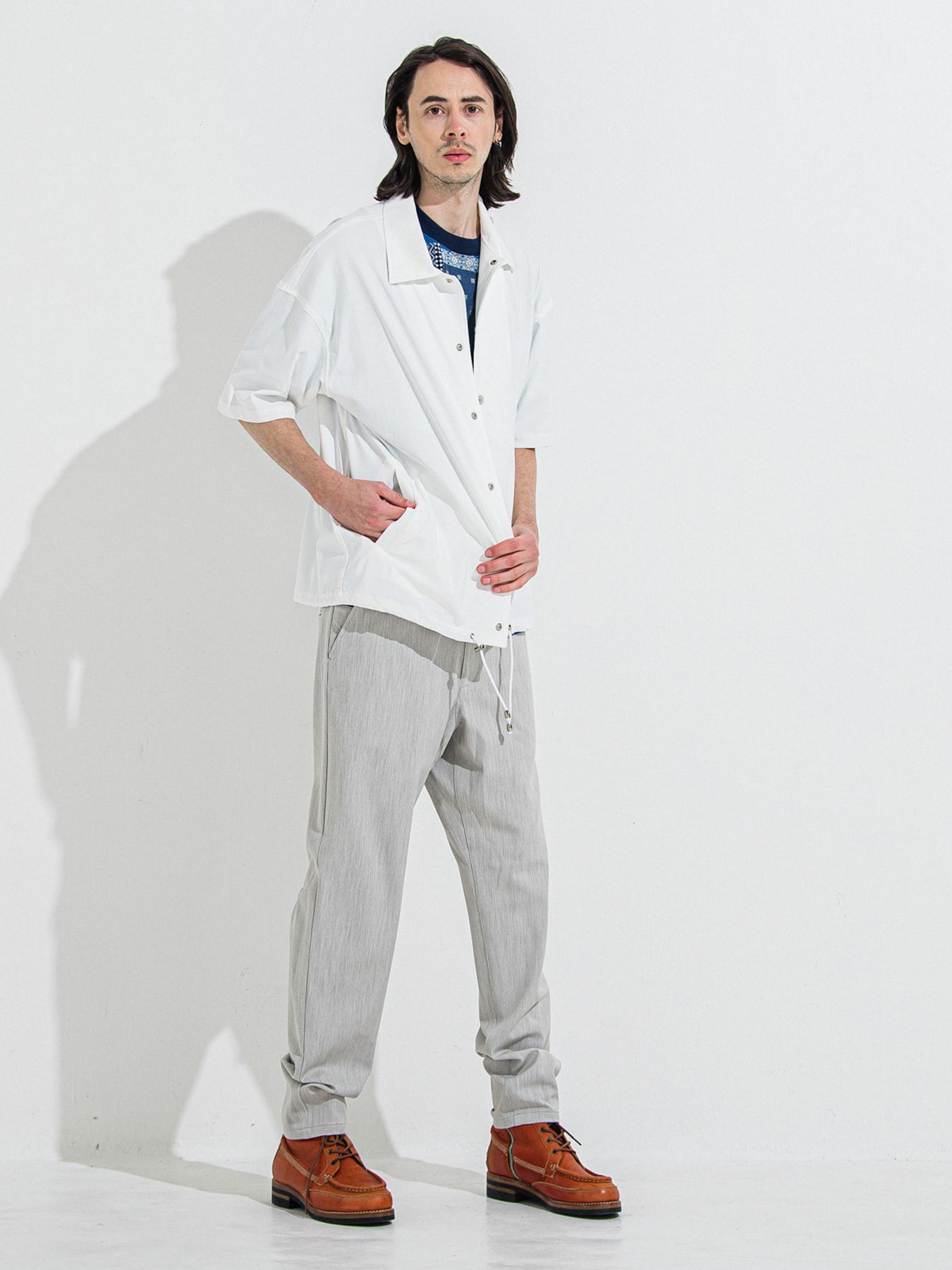 【予約品 】NYLON HALF COACH JACKET / ナイロンハーフコーチジャケット / ホワイト