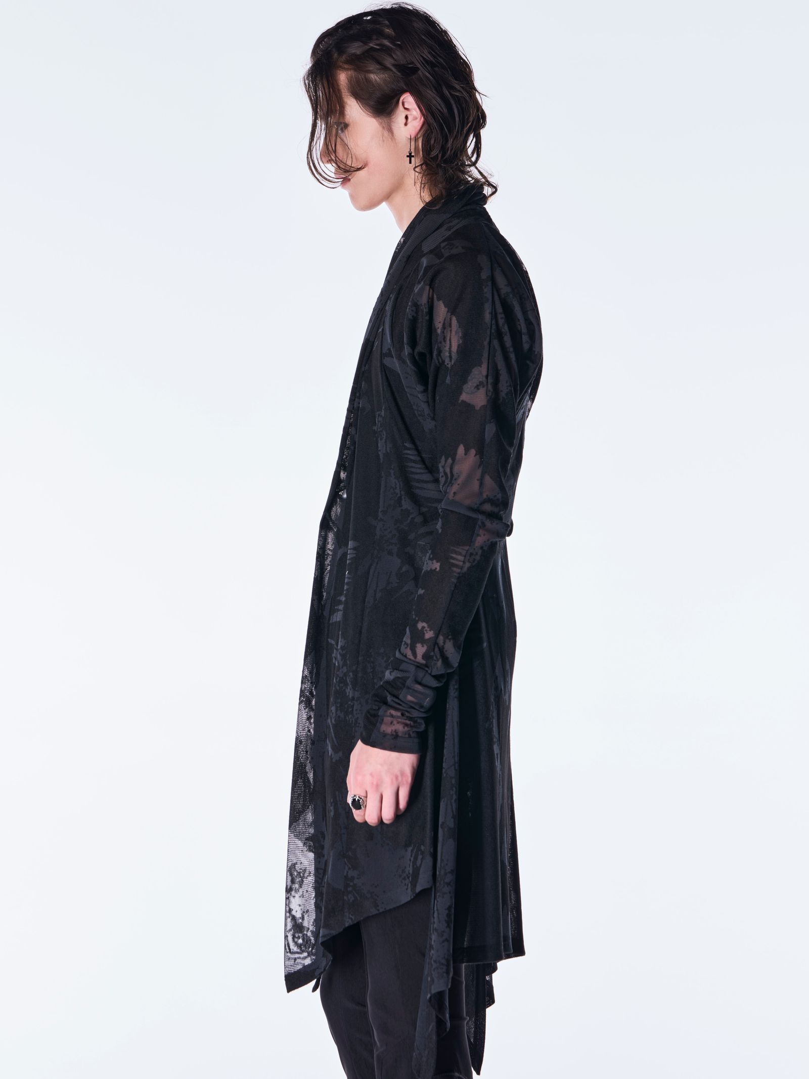 【予約品 6月29日(月) 締切】Opal Mesh Flare Cardigan / オパールメッシュ フレアカーディガン / ブラック