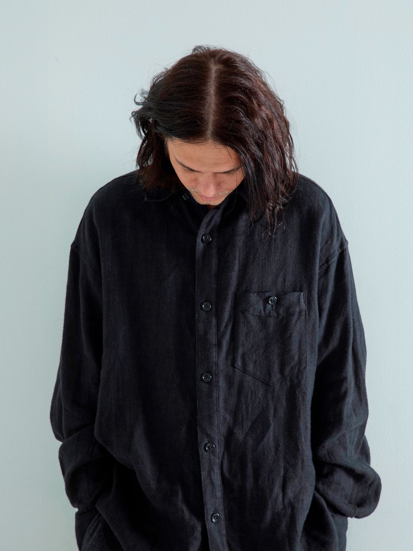 【予約品 5月7日(水)AM10時  締切】Brushlinen / リネンシャツ / ブラック