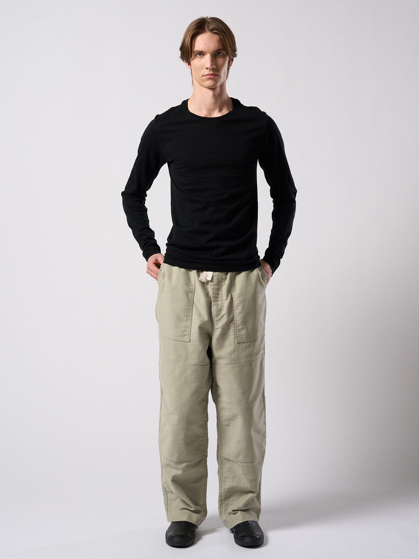 【予約品 4月19日(日) 18時締切】slim basic crew-neck L/S / スリムベーシック クルーネック ショートスリーブ / ディープブラック