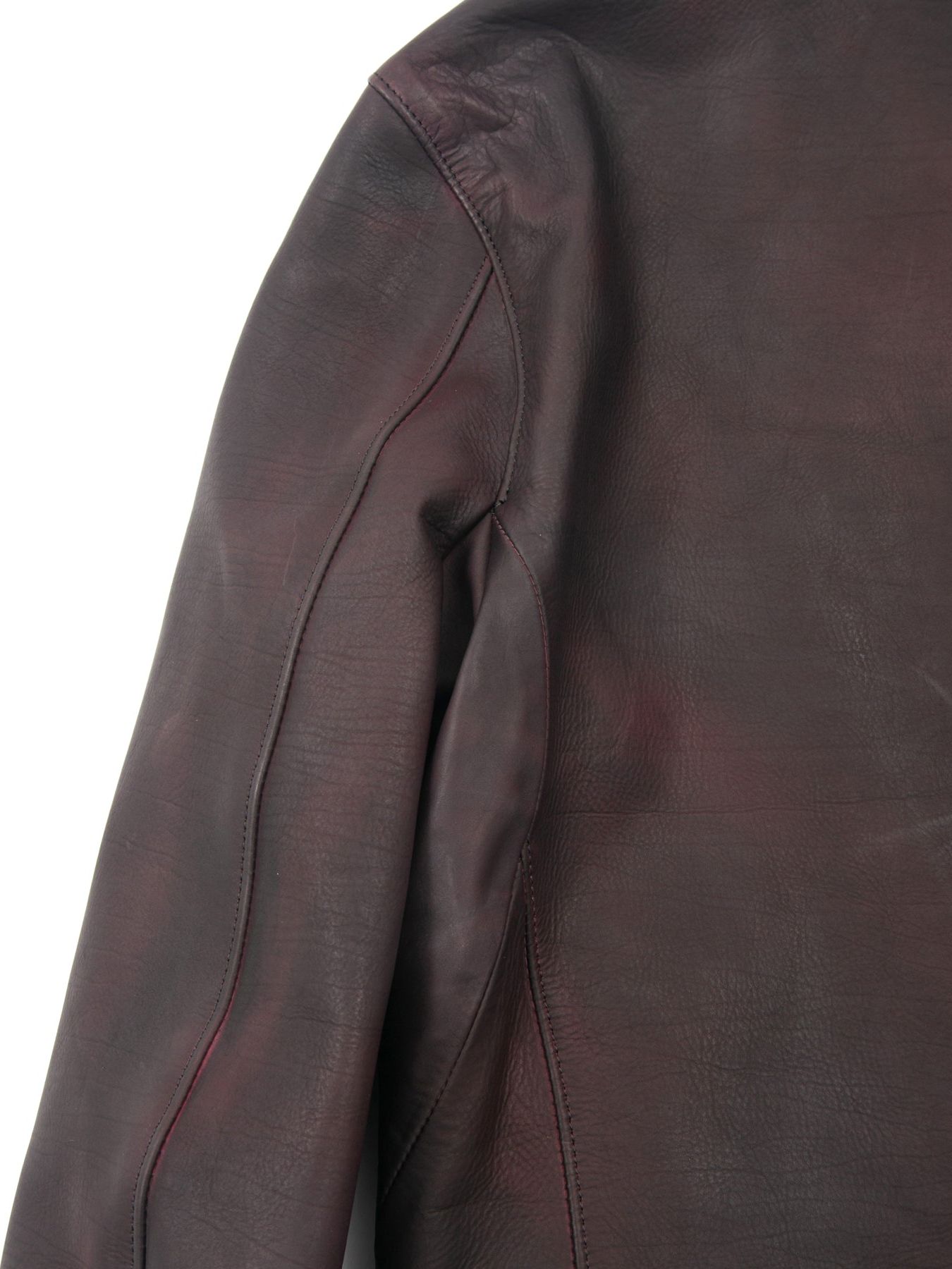 Full tanned Calfskin Garment Burning Dyed Semi Double Riders / カーフスキン  セミダブルライダース / ELEVEN（イレブン）クリムゾンレッド