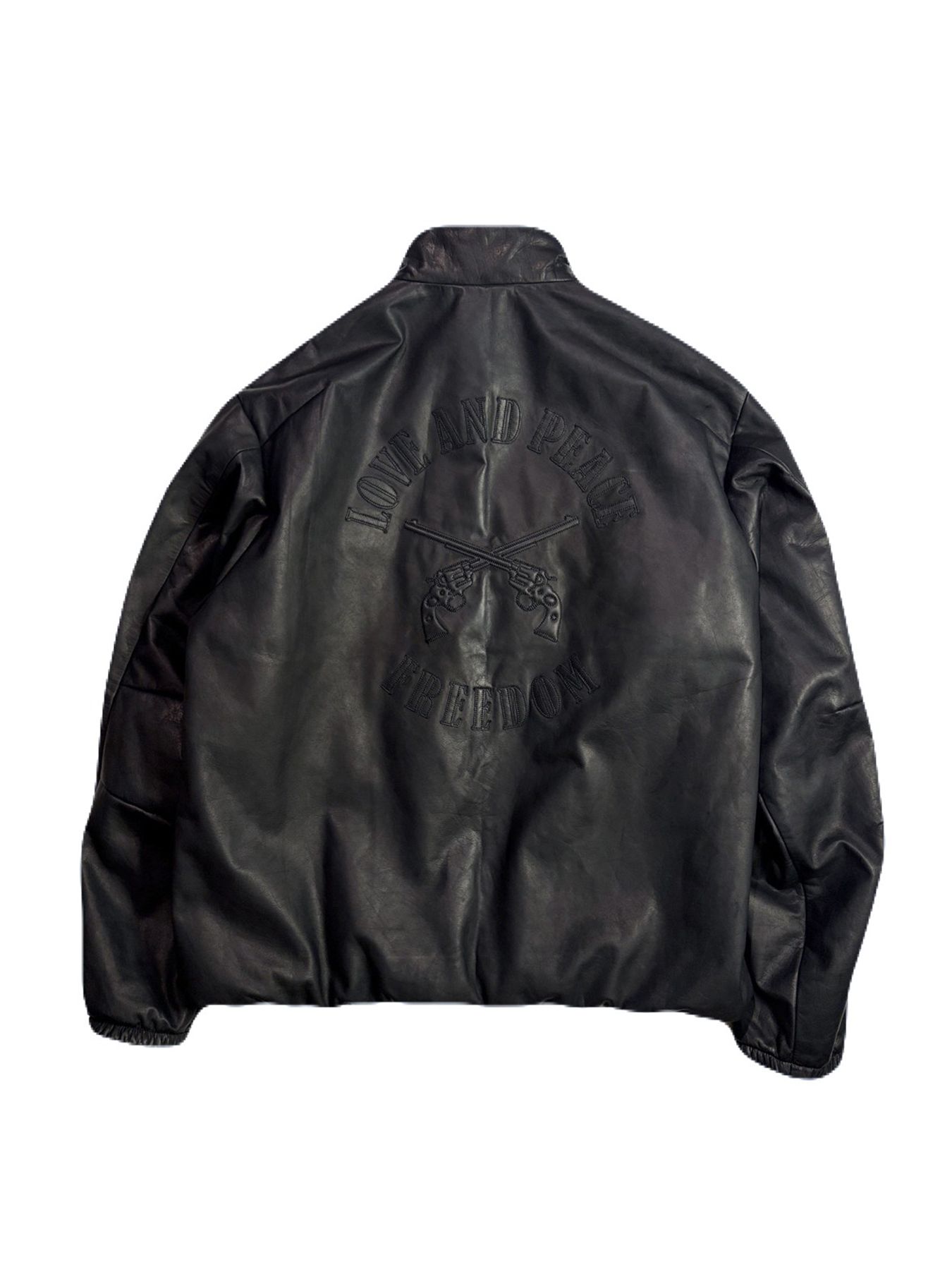 【予約品 3月9日(月) 18:00 締切】COW LEATHER ZIP JKT / カウレザー スタンド ジップ ブルゾン / ブラック
