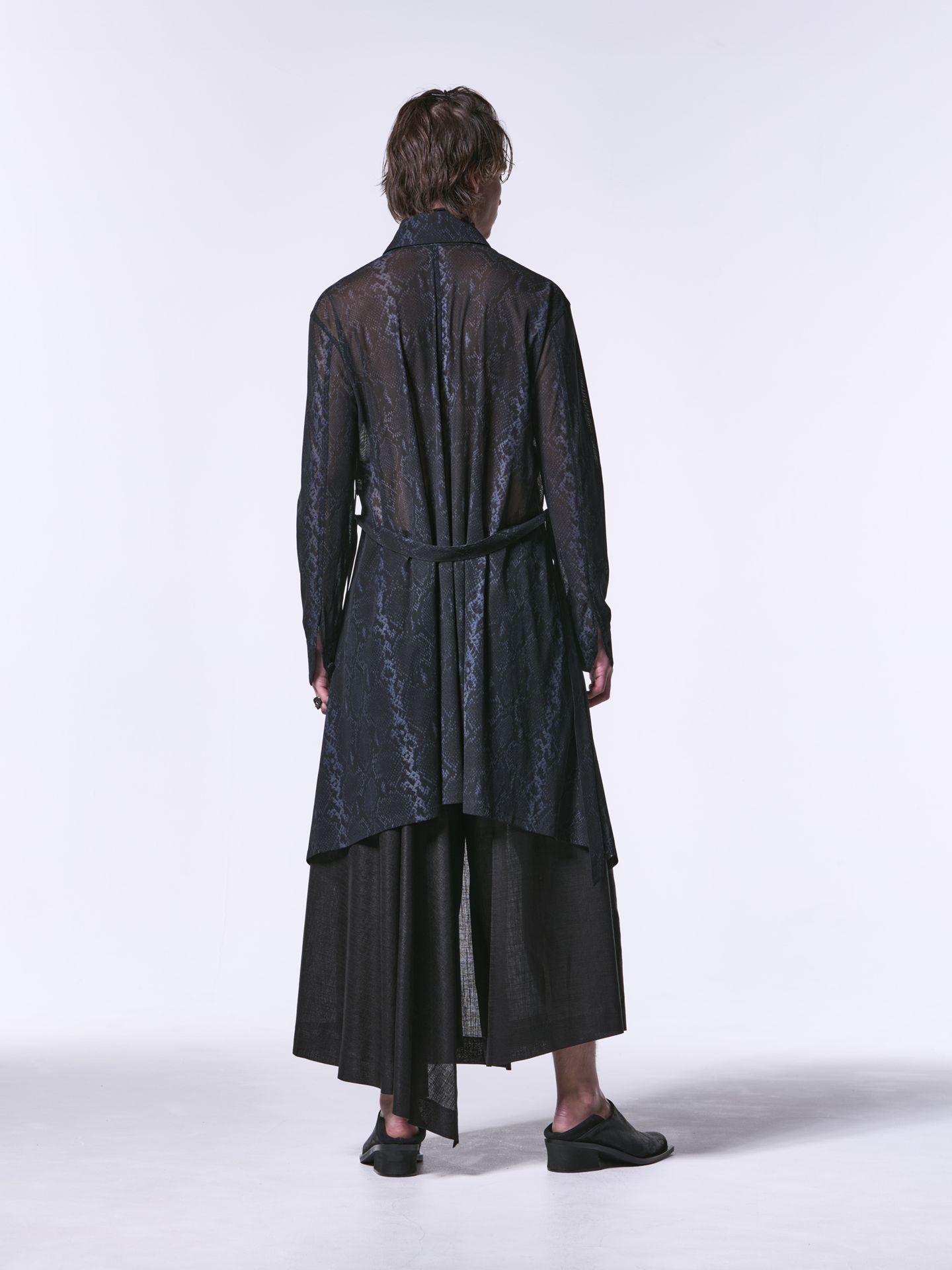 《予約品1月13日 10時締め》 FlareShirt / メッシュフレアシャツ / ブラックパイソン