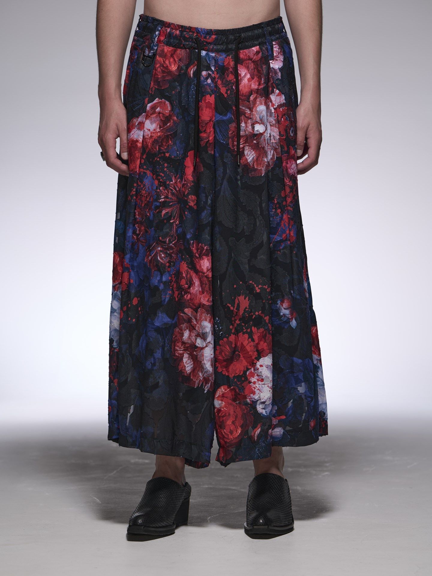 雰囲気◎ 90's カスリ柄風 2Tuck Wide Poly Slacks kiryuyrik - 《予約品》 SplashFloraWideTuckSlacks / ワイド