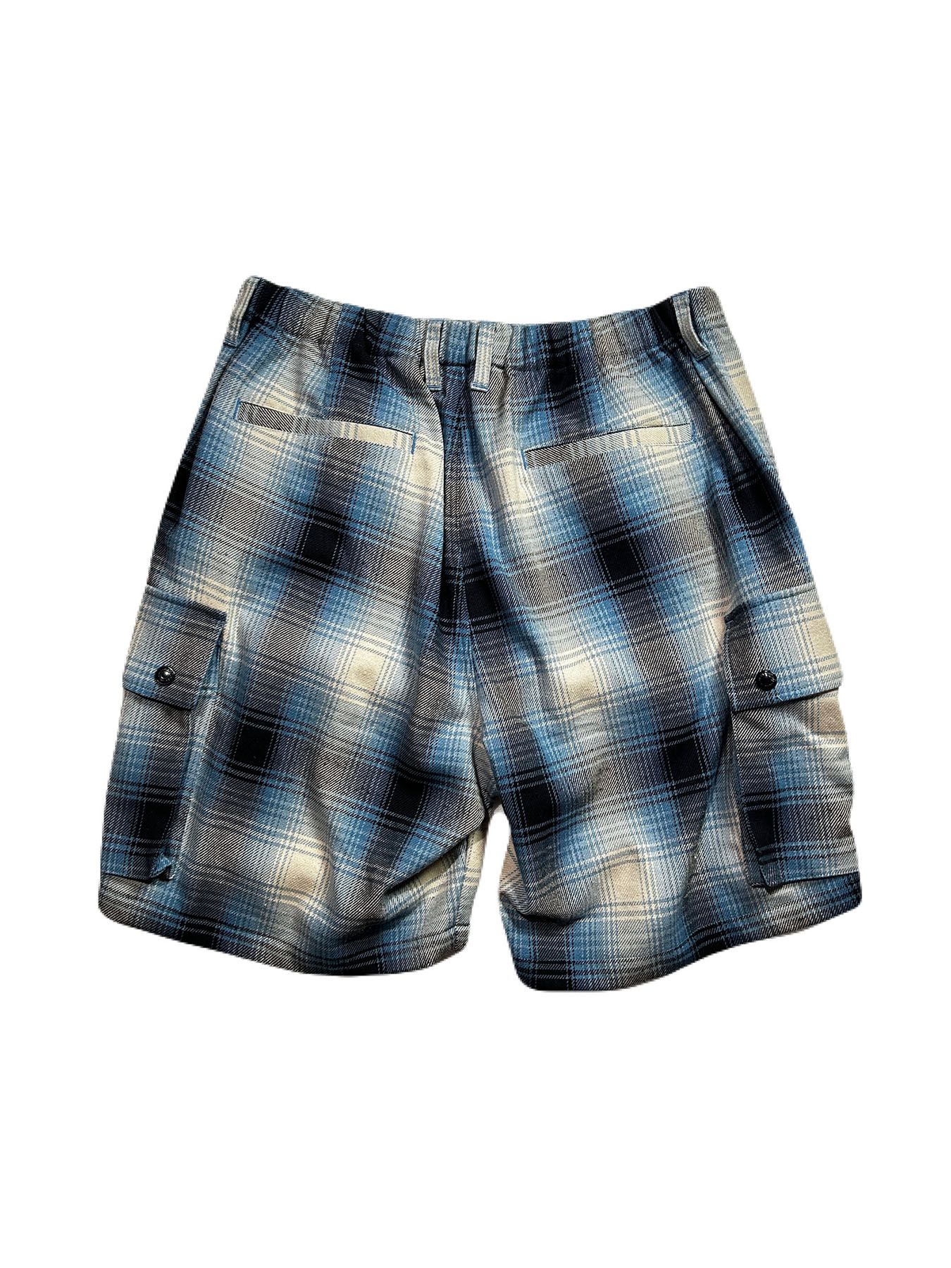 【予約品 8月10日(日) 締切 】SILK CHECK SHORTS / シルクチェックショーツ / サックスブルー
