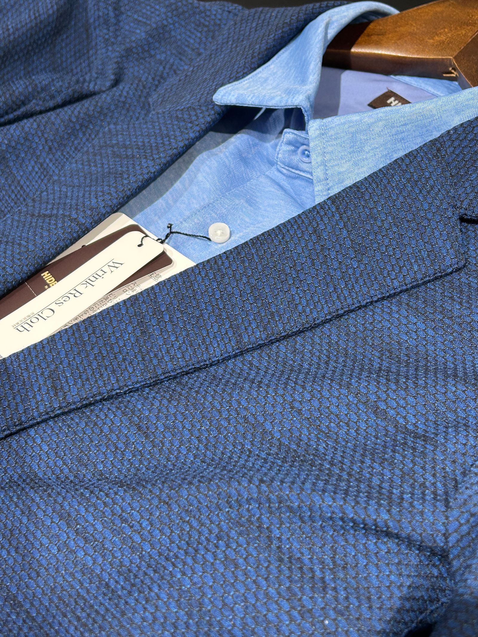 シャリトロメランジジャージー ショートレギュラーシャツ / サックス 【HIDEAWAYS NICOLE】