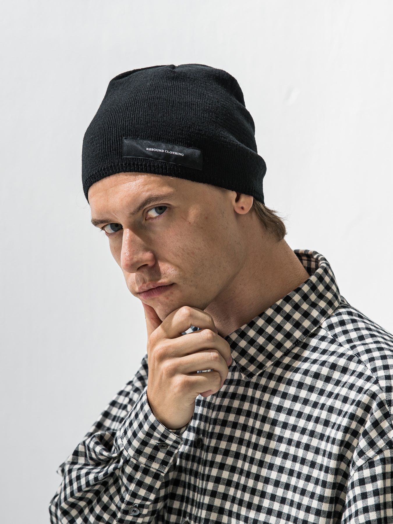 【予約品 9月6日(日) 締切】WOOL KNIT CAP / ウール ニットキャップ / ブラック×RCタグ