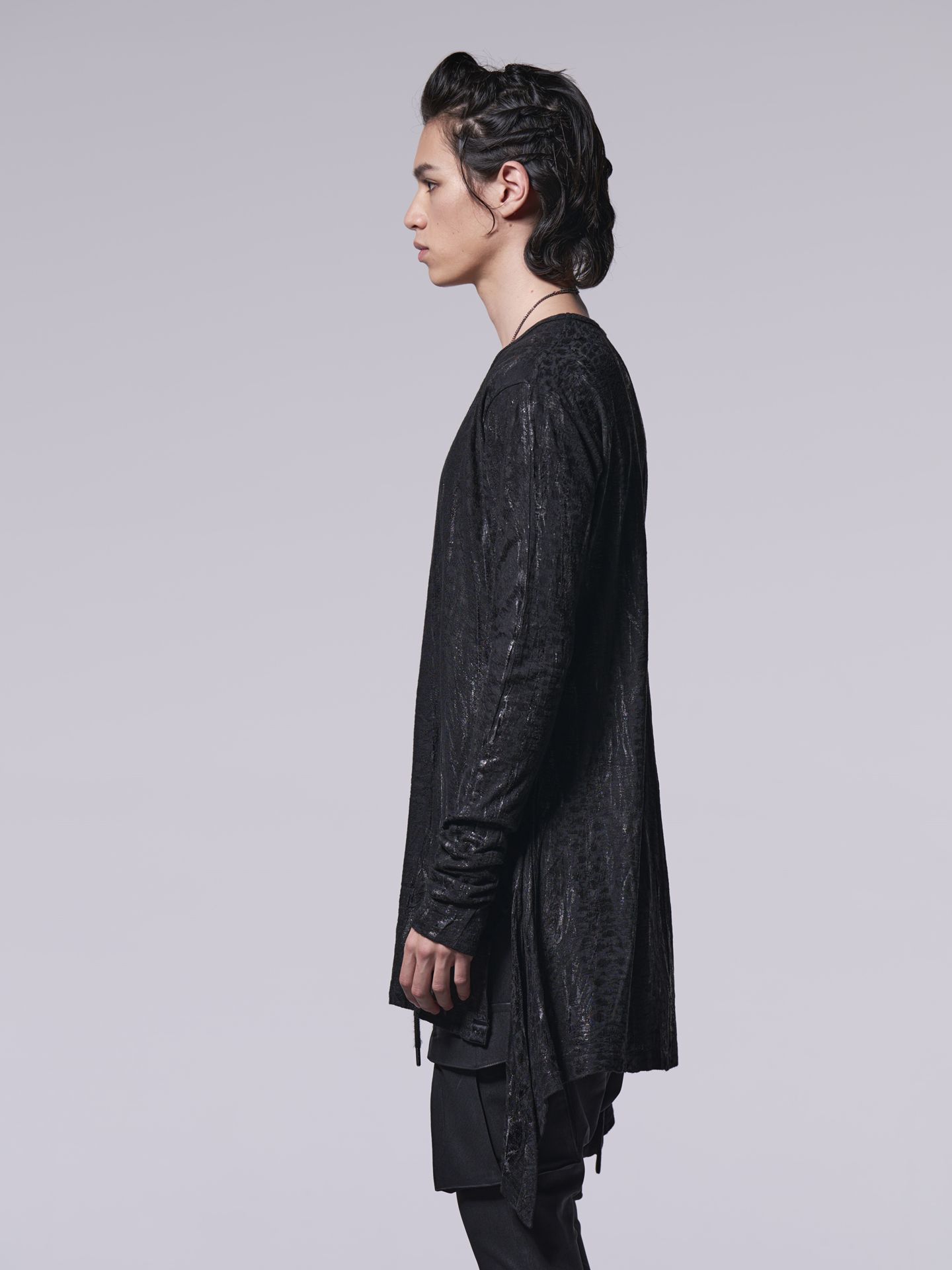 《予約品》 Flare V Neck T-Shirt / フレアVネックT / ブラックHAKU