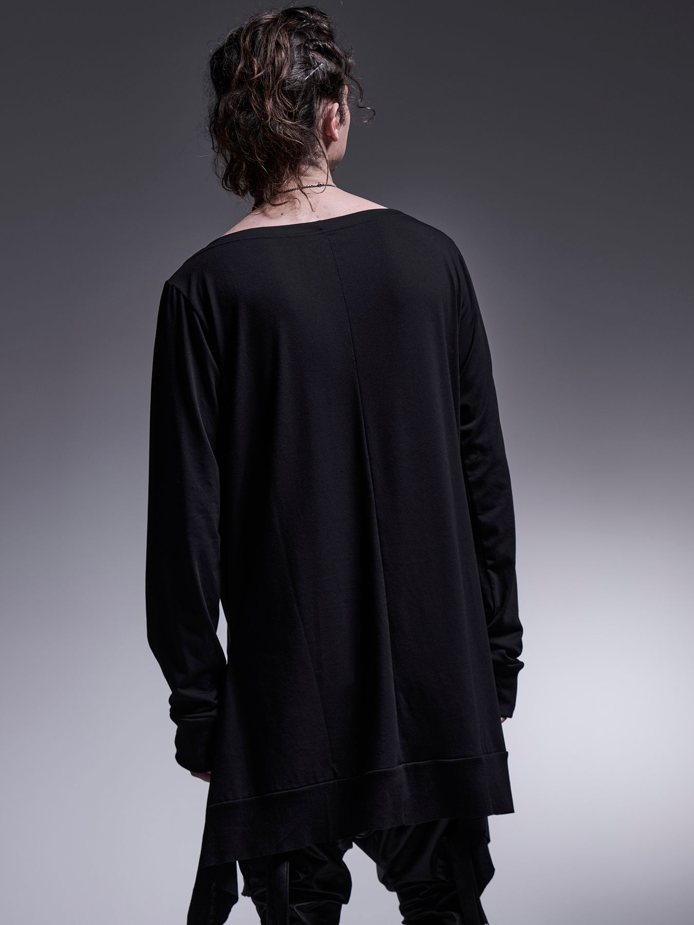 Boat Neck Flare T-Shirt / ボートネック フレアTシャツ / ブラック