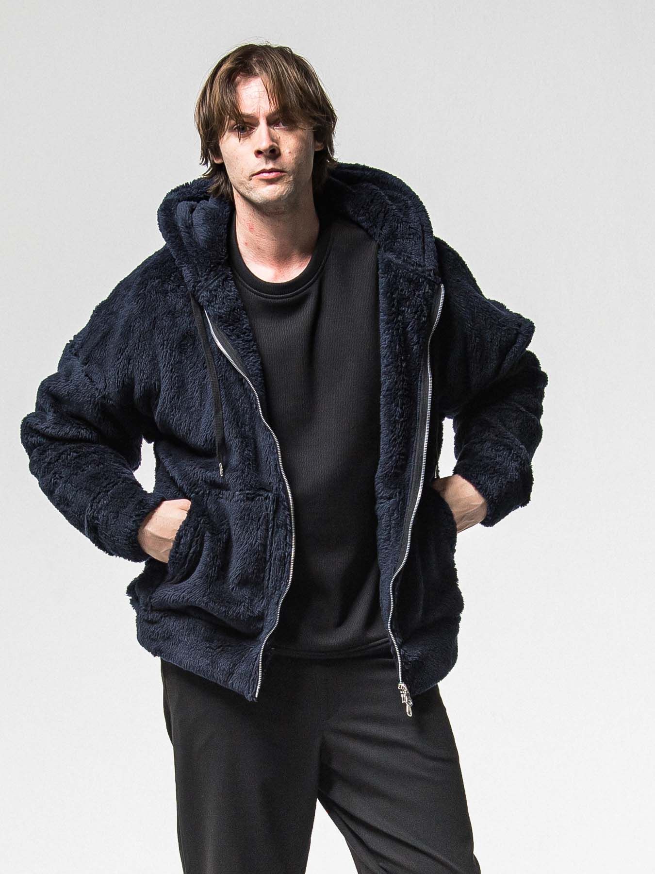 【予約品 】BOA ZIP LOOSE HOODIE / ボア ジップ ルーズフーディ / ネイビー