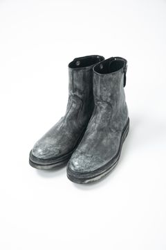 フルタンニン ピット鞣し シュリンクホースハイド WAX仕上げ シングルライダースバックジップブーツ / WHITE 【STRUM】