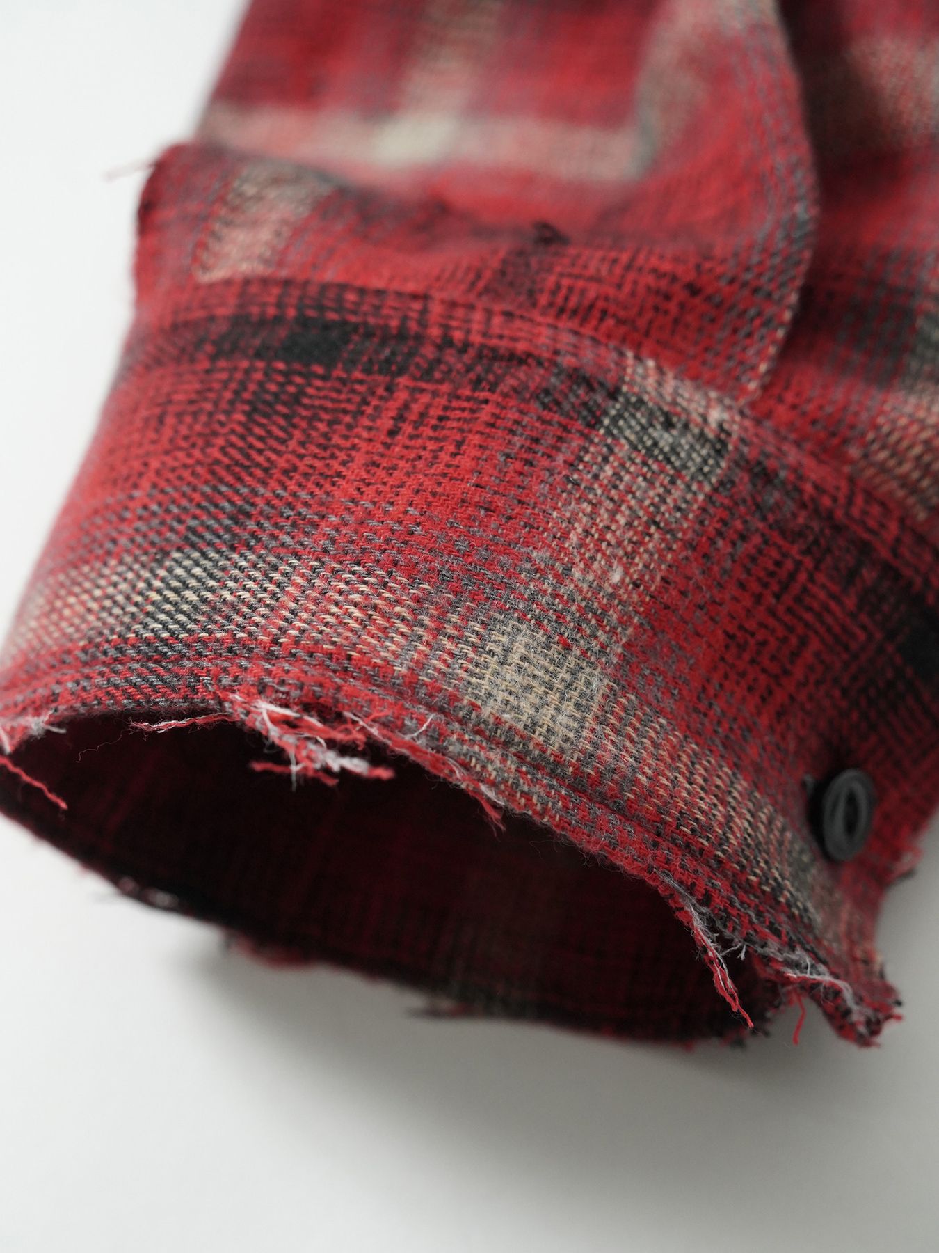 【予約品 5月27日(水) 締切】DOUBLE-SHIRTS damage / ダメージ加工 レイヤードシャツ / レッド系