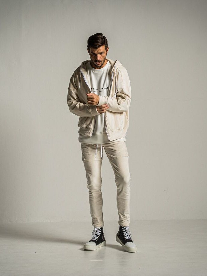 《予約9月1日18時締め》 veloursfleece zip loose hoodie  / パーカー / オフホワイト
