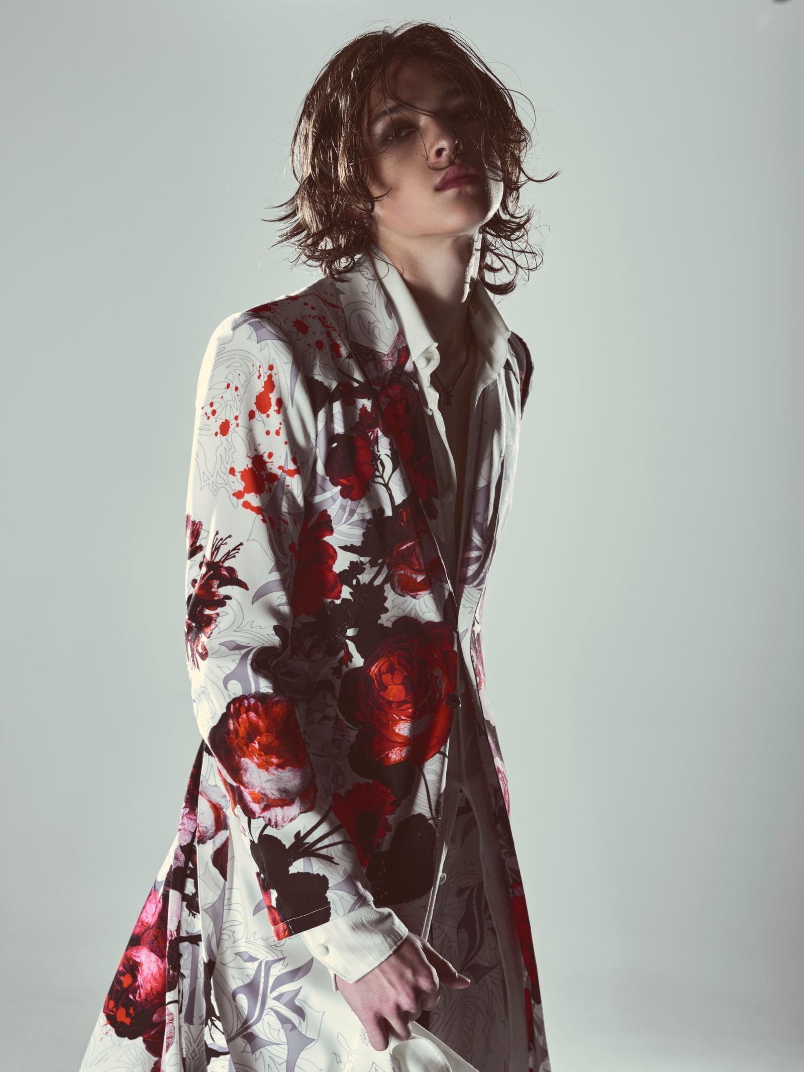 【予約品 6月29日(月) 締切】Goth Flora Suede Satin Flare Jacket / フレアジャケット / ホワイト