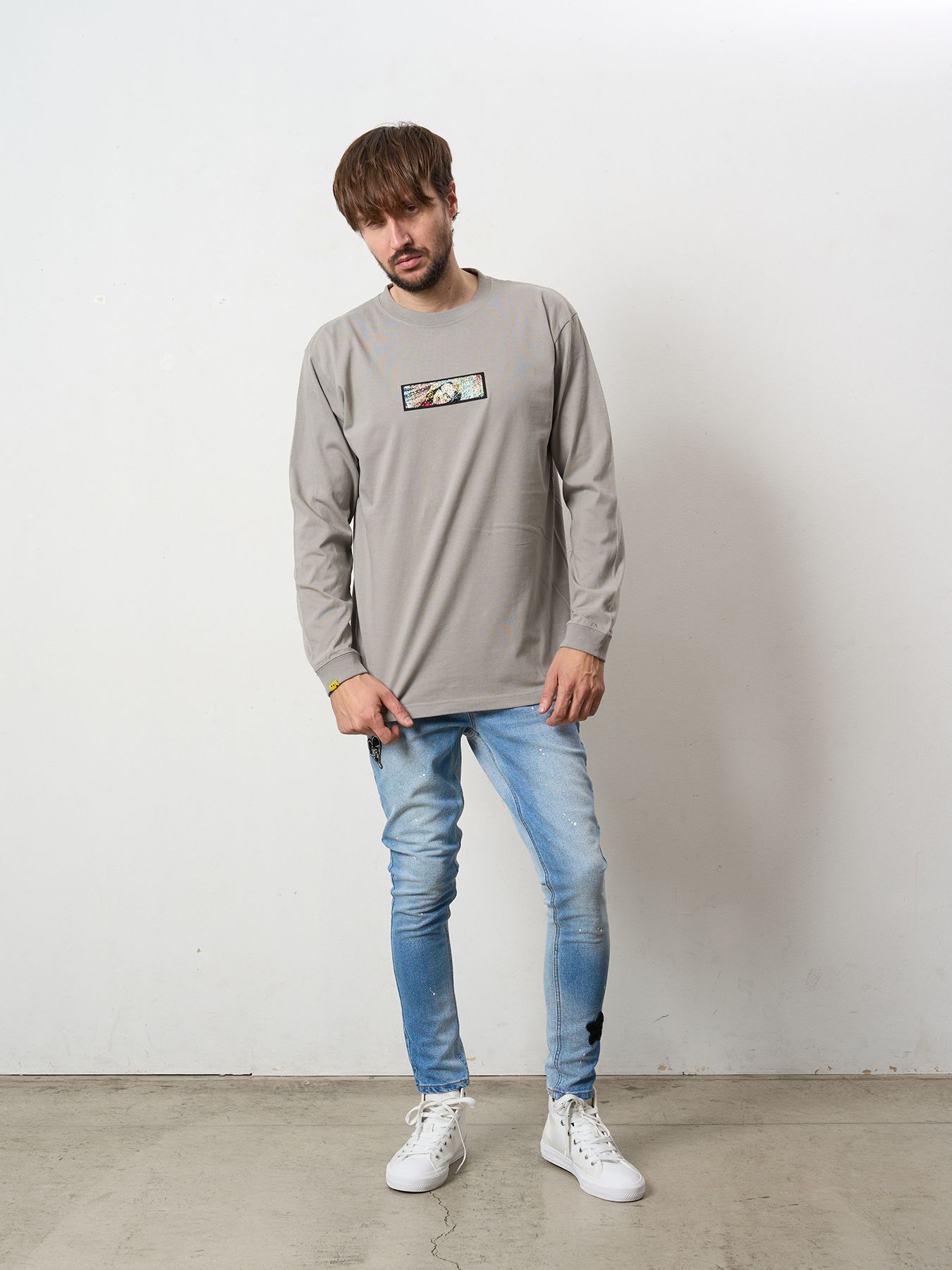 【予約品 5月8日(木) AM10時 締切】 5.6ozコットン天竺 YOU GOT THIS シークインLS Tシャツ / チャコールグレー