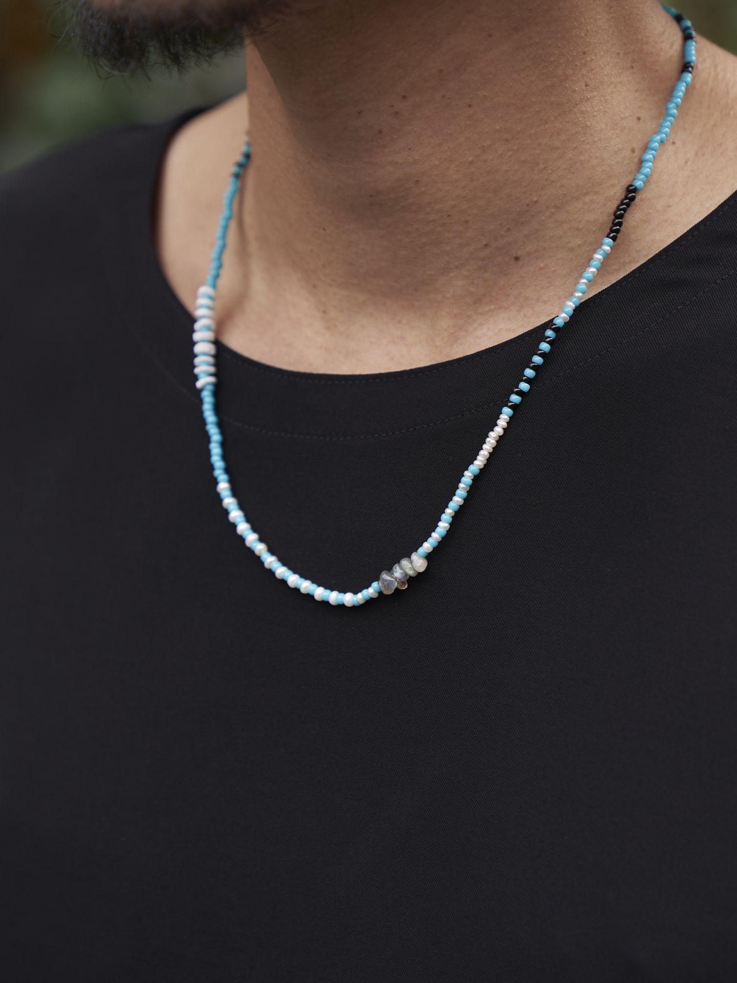 《予約品》 SHELL BEADS MIX NECKLACE / ネックレス / ブルー 【Iroquois.SENTI】