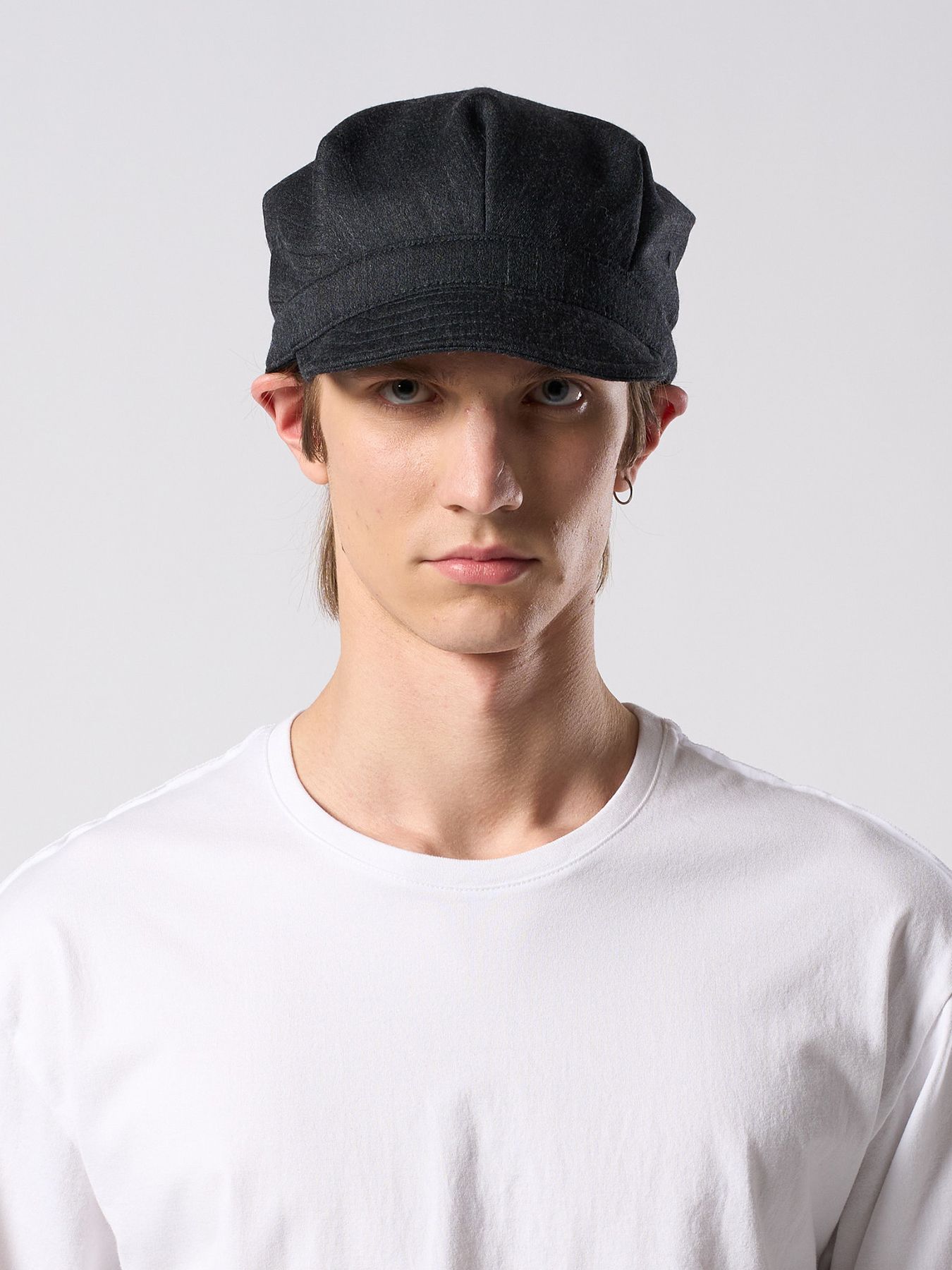 【予約品 4月19日(日) 18時締切】venetian stripe engineer cap / ヴェネツィアン ストライプ エンジニアキャップ / チャコール