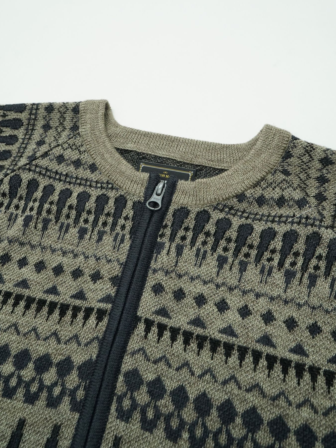 【予約品 】ARROWKNIT / ジャガードニットカーディガン / ネイビー×杢ベージュ系