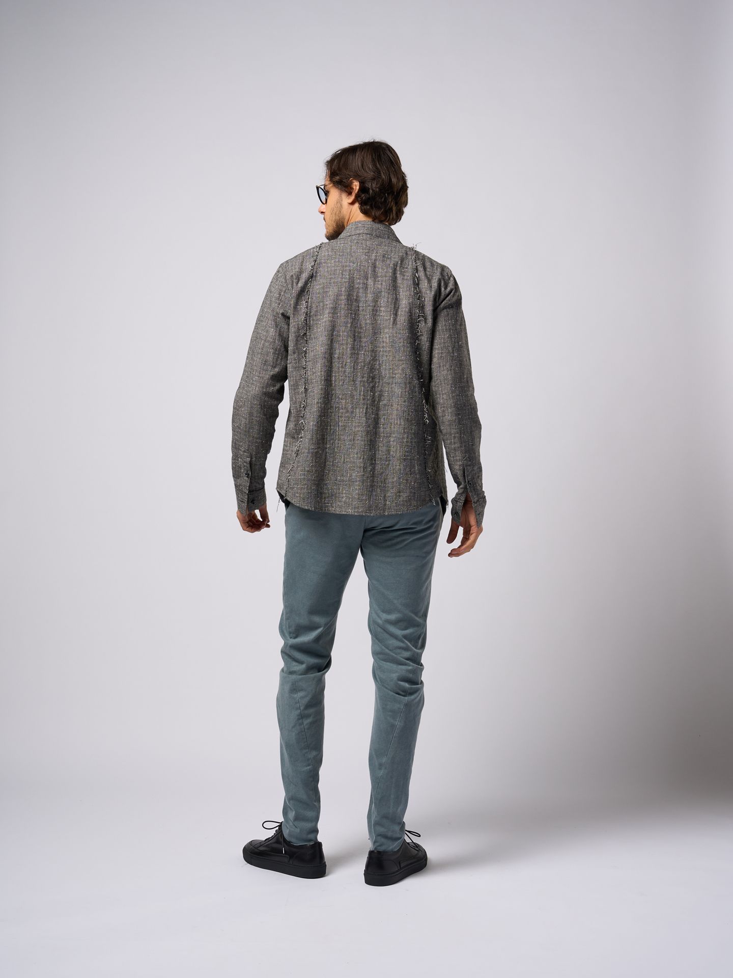【予約品9月19日 10時締め】 switching texture shirt / シャツ / ブラック