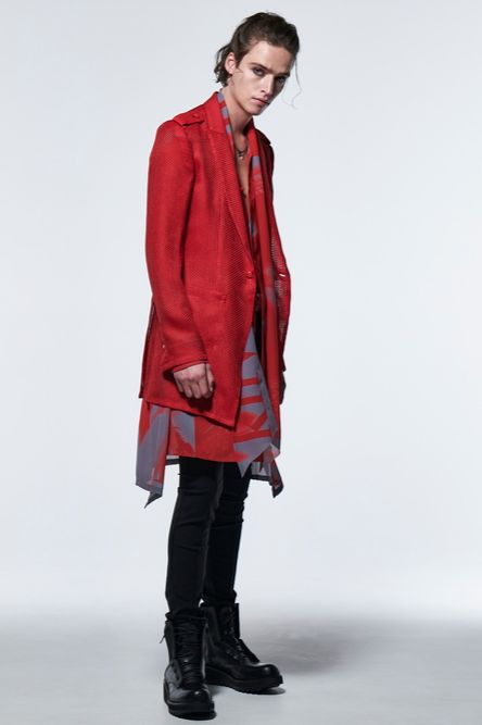 《予約品》 LogoShadowButterflyGC StoalFlareShirt / レッド＆グレー 【kiryuyrik】 2023年3月以降入荷予定