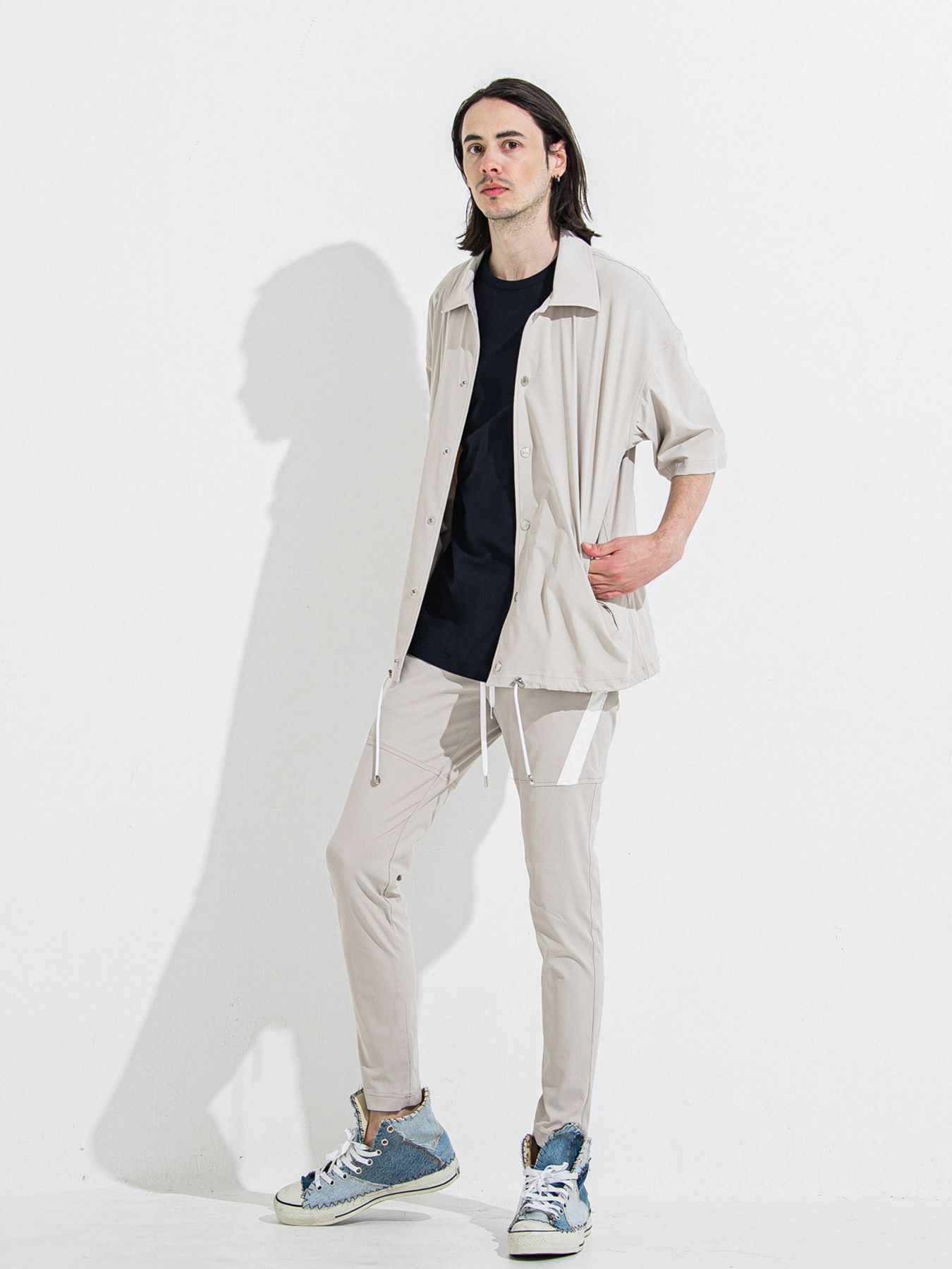 【予約品 】NYLON HALF COACH JACKET / グレージュ