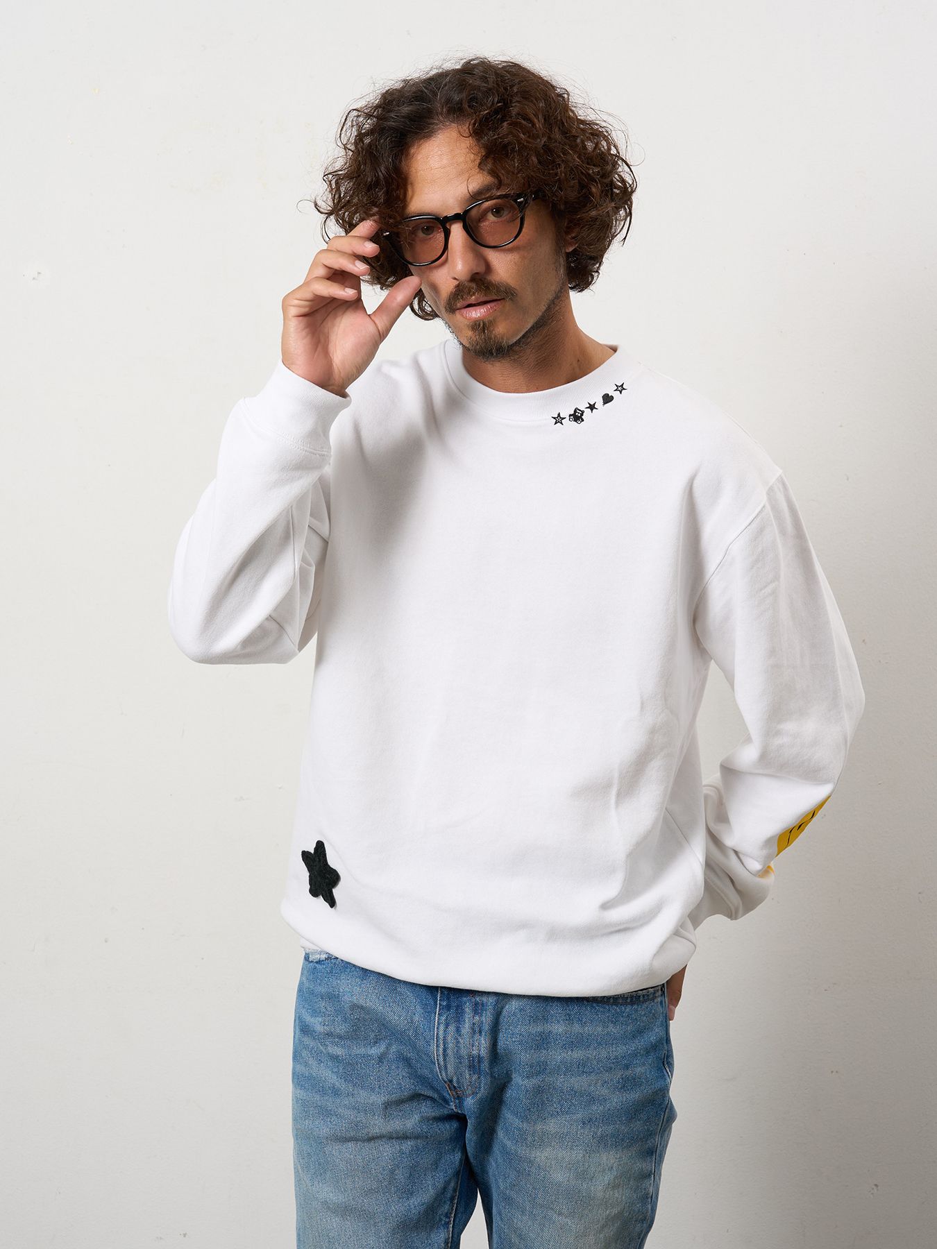 【予約品 10月16日(木) 締切】オーセンティックパイル ウェービーロゴ スマイル ケット スエットシャツ / ホワイト