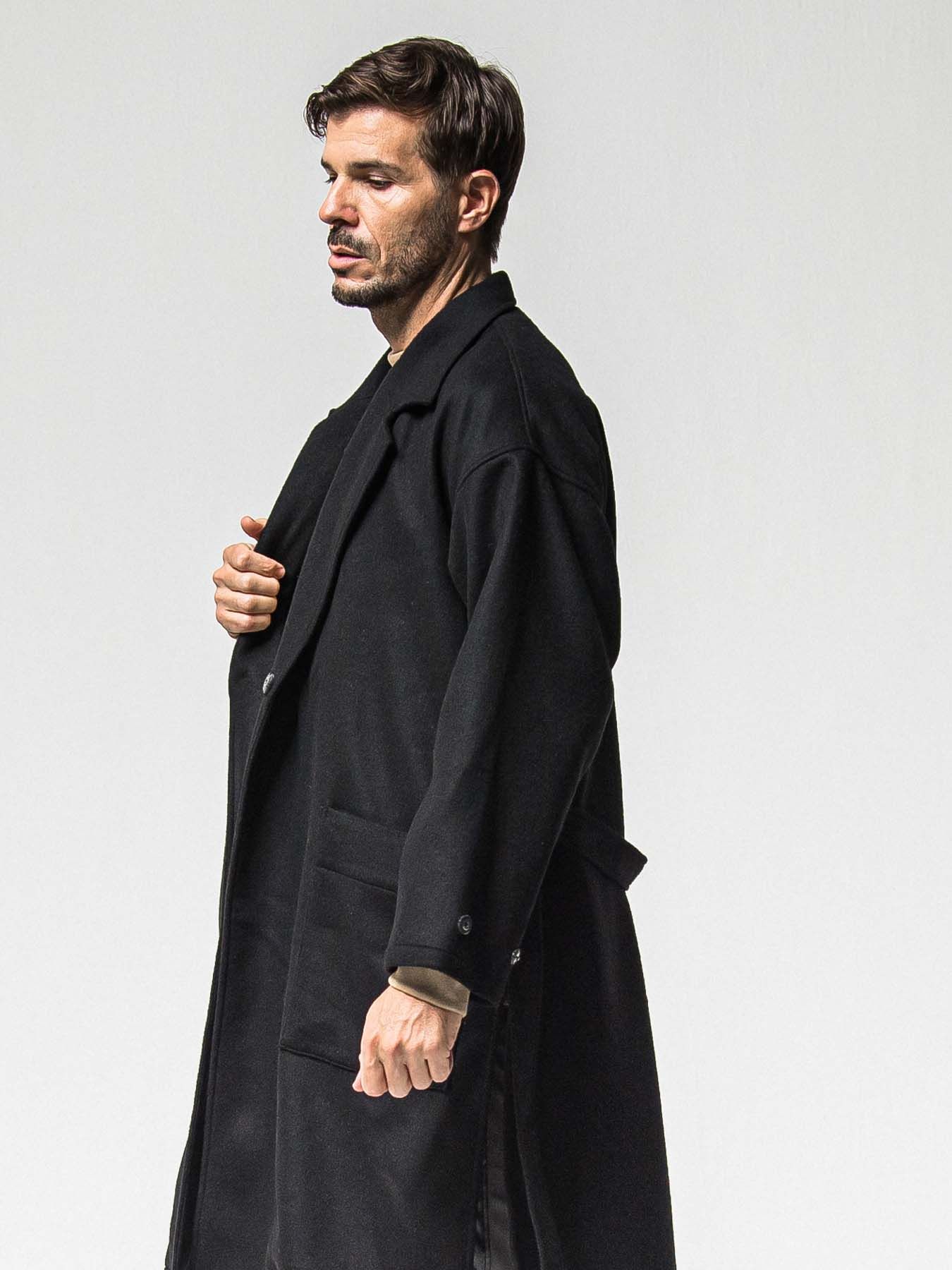 【予約品 】GOWN OVER COAT / ガウンオーバーコート / ブラック