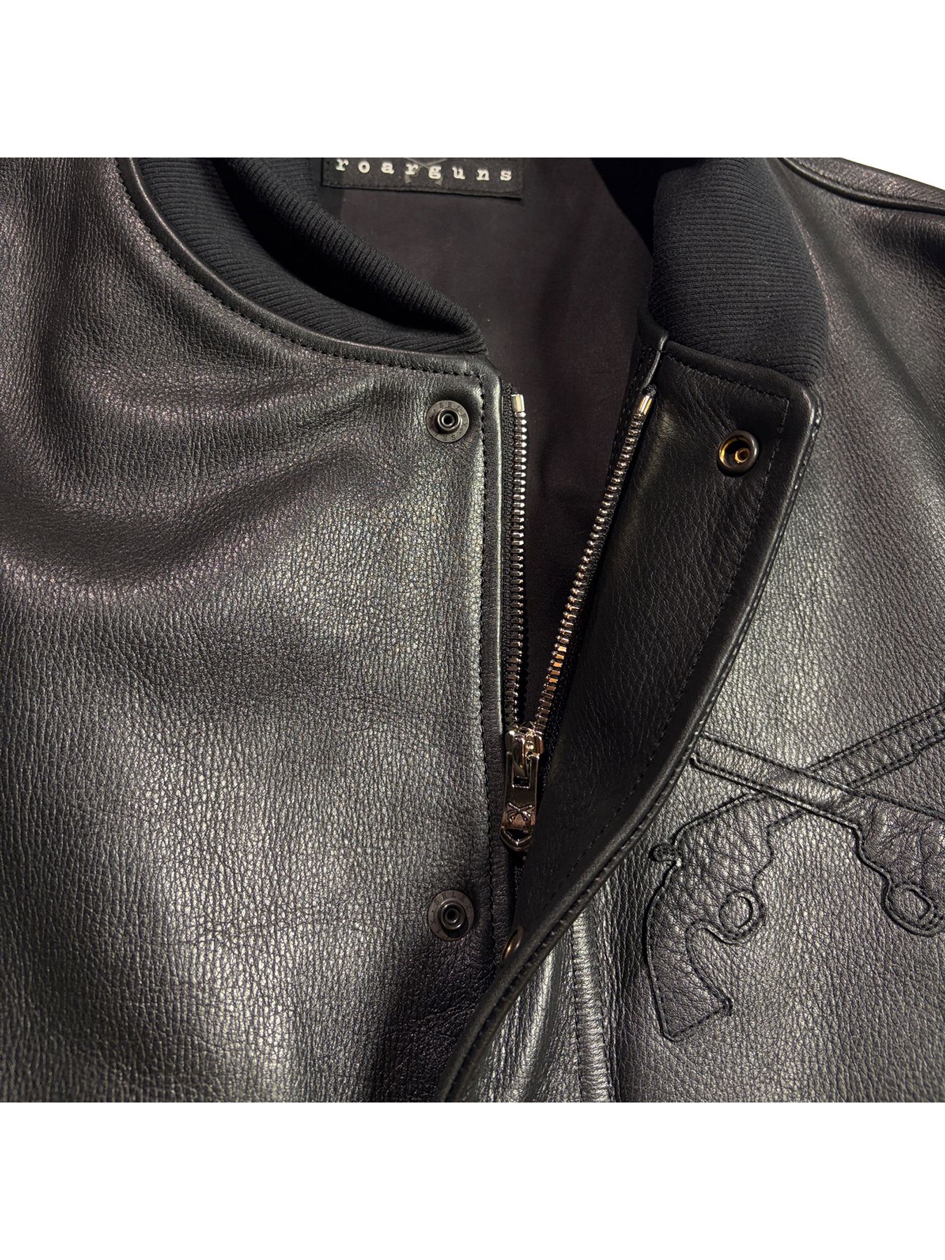 【予約品 3月9日(月) 18:00 締切】COW LEATHER RIB JKT / カウレザー スタジアム ジャンパー / ブラック