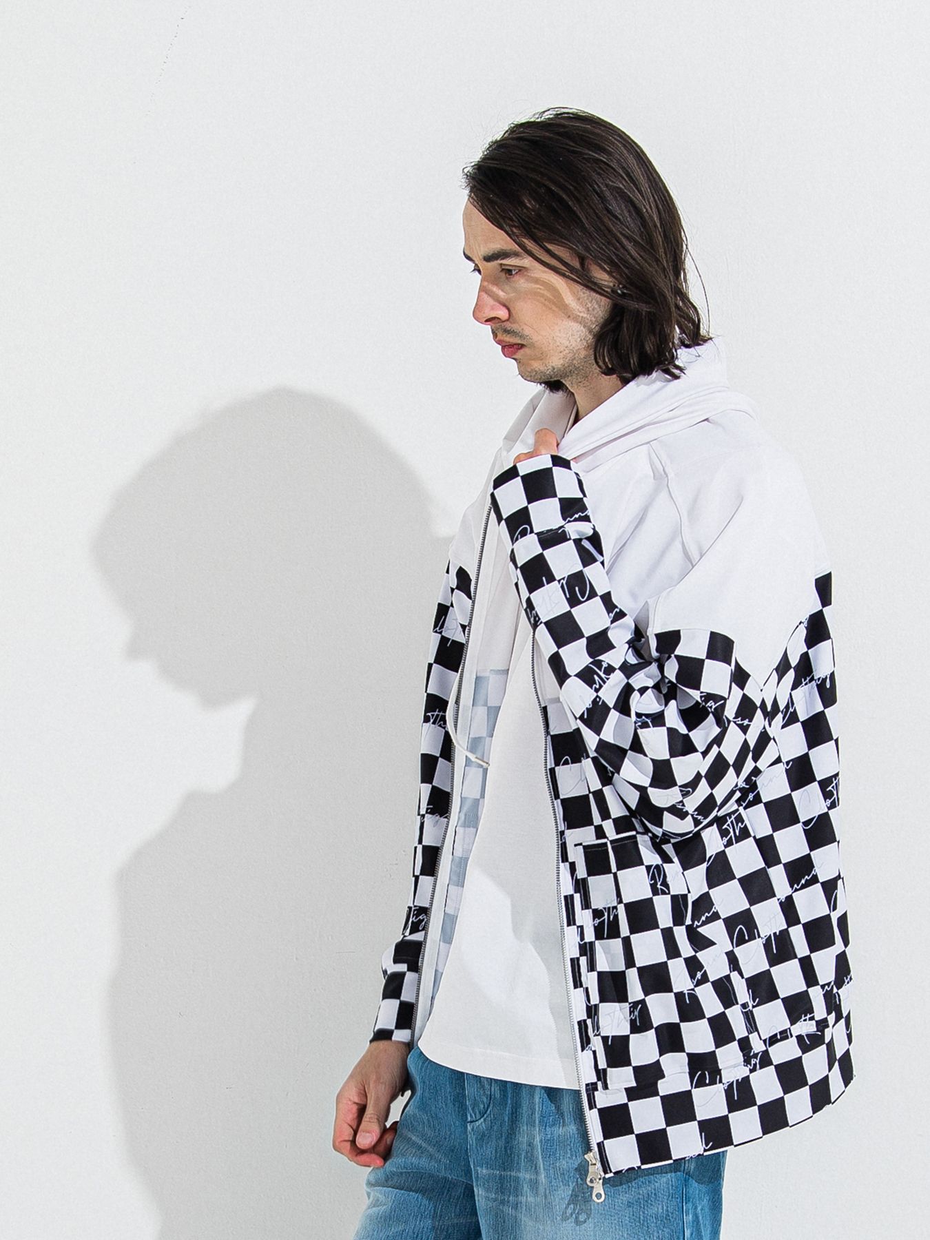 【予約品 】RASH OVER ZIPUP HOODIE / ラッシュガード オーバーサイズジップアップパーカー / チェッカーフラッグ