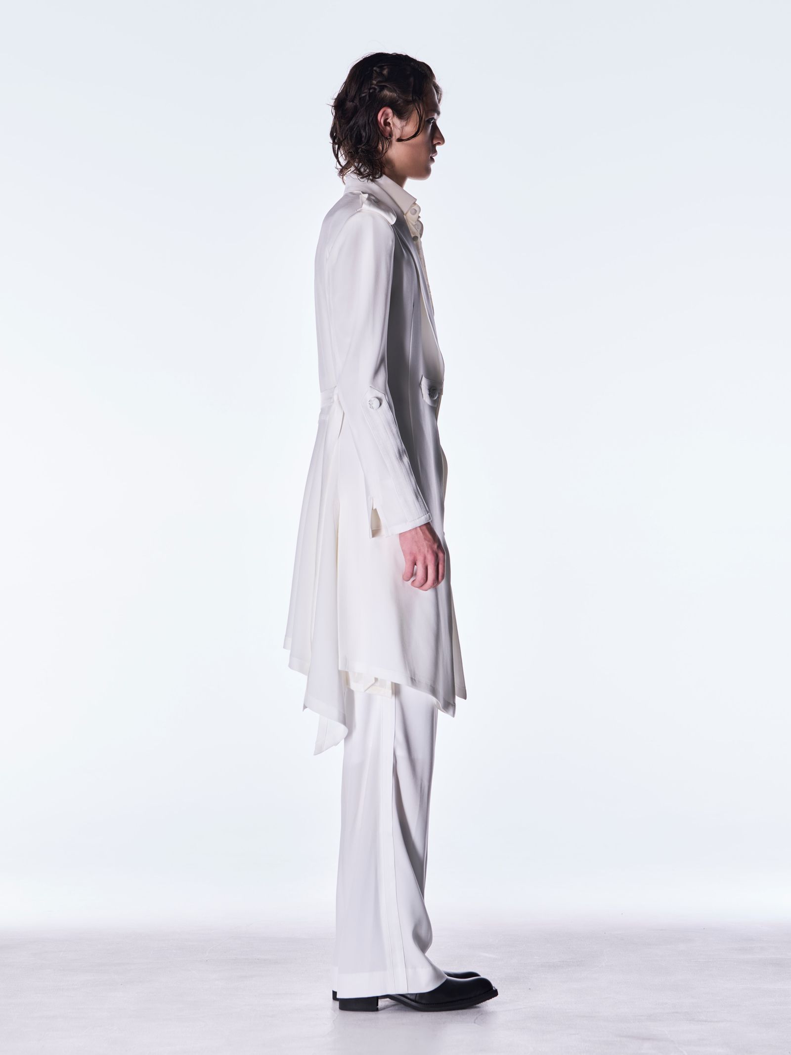 【予約品 6月29日(月) 締切】Back Satin Wide Slacks / ワイドスラックス / ホワイト