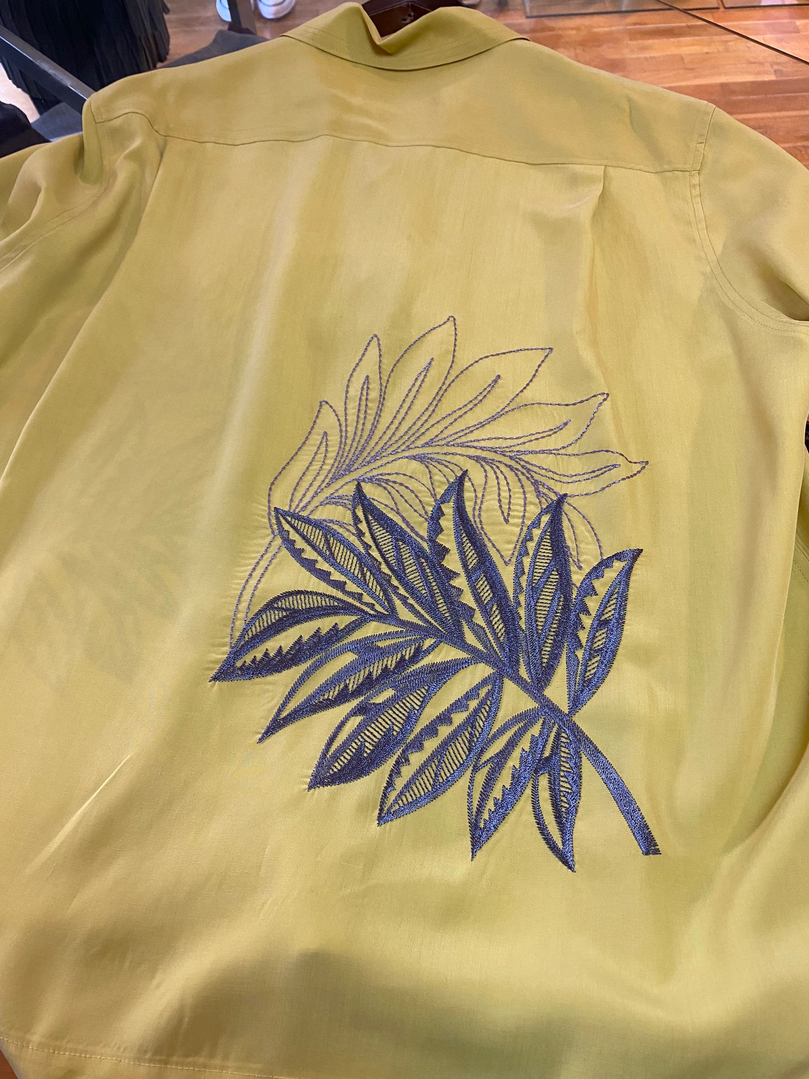 開襟刺繍シャツYellow 【71MICHAEL】