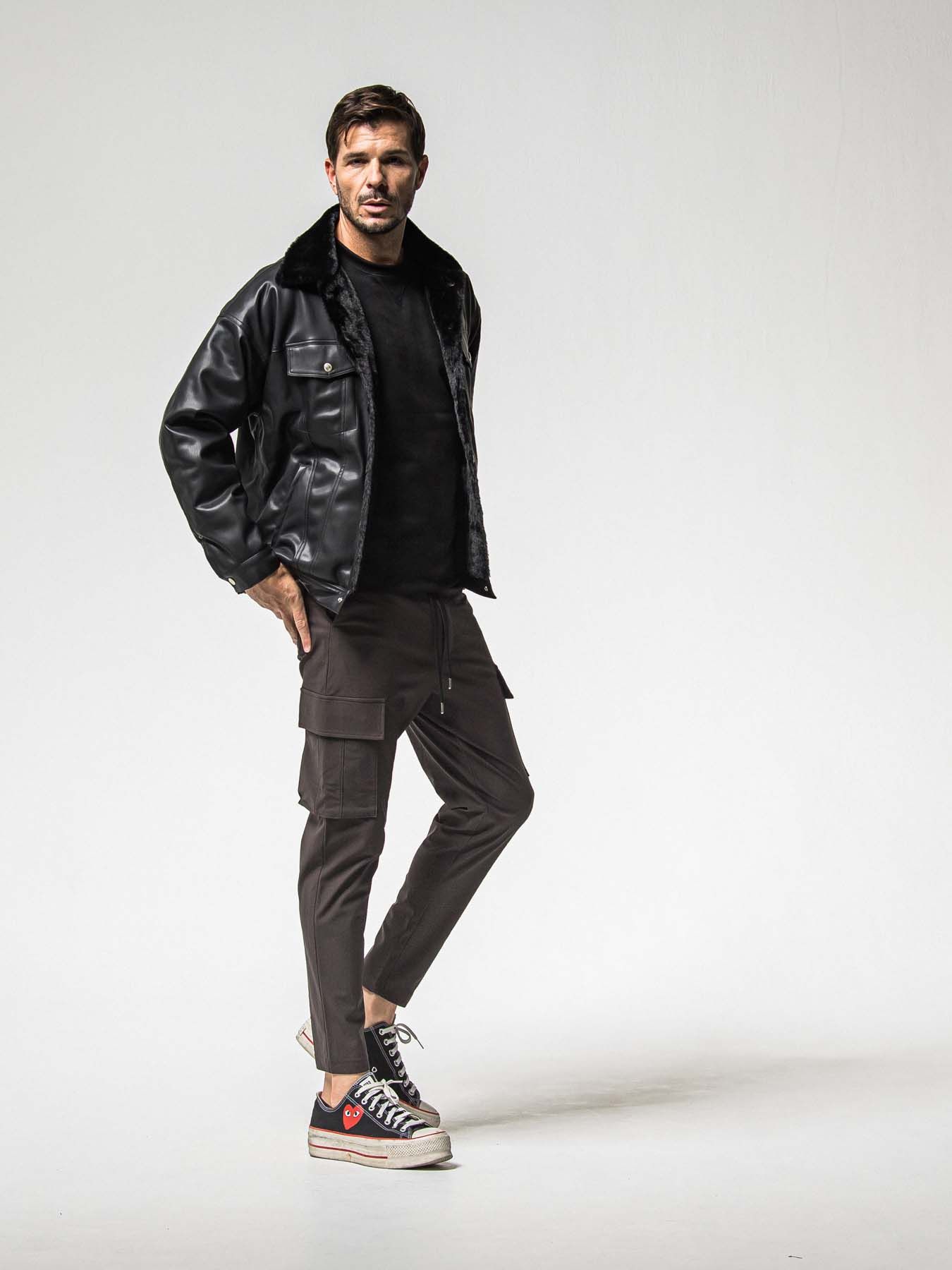 【予約品 8月31日(日) 締切】LEATHER FUR OVER G / レザーファーオーバーGジャケット / ブラック