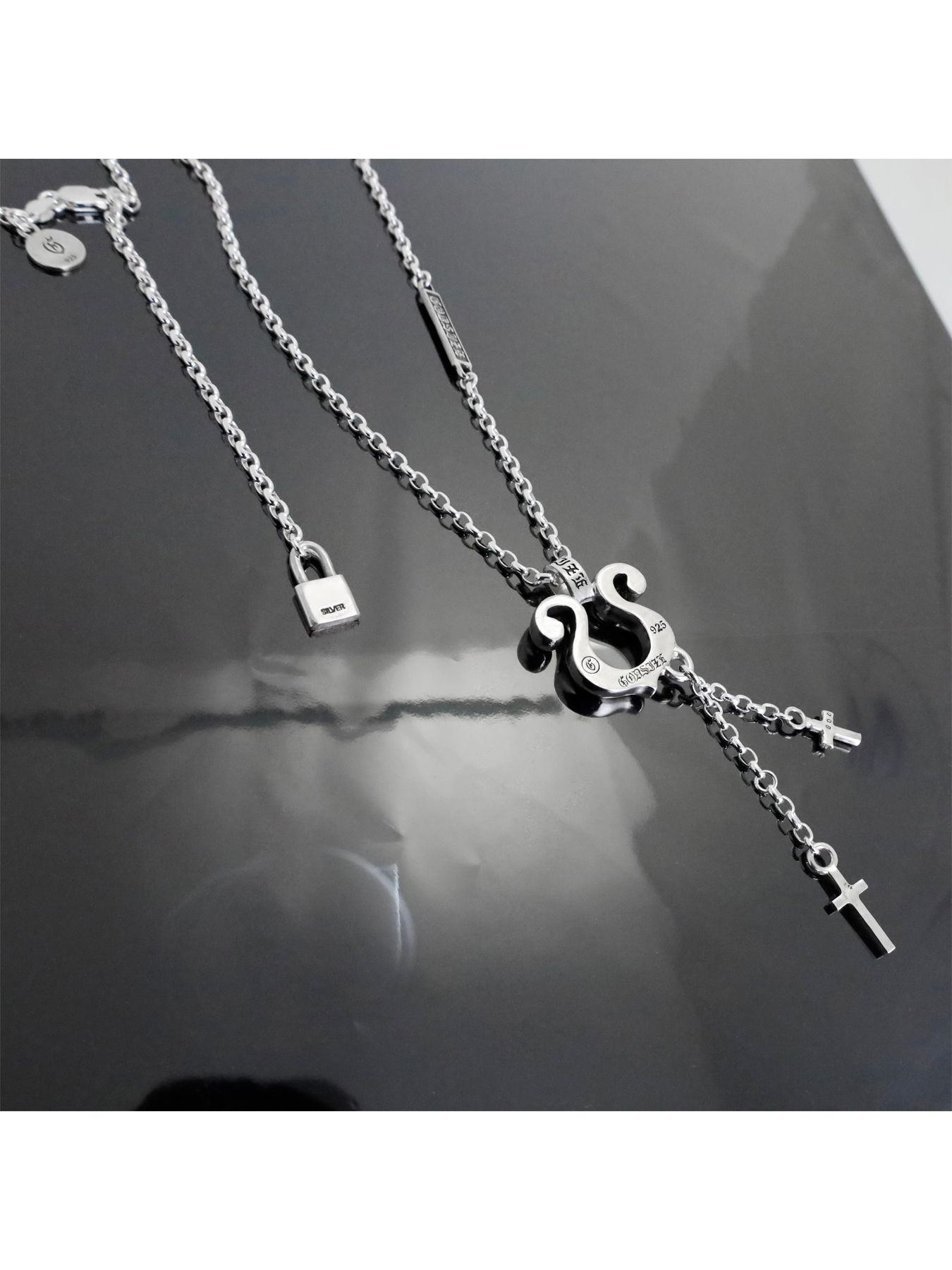 《受注生産》RHYTHMIC HORSESHOE LARGE with CROSSES NECKLACE #1 with GODSIZE® I.D. TAG / リズミックホースシュー・L ウィズ クロス #1ネックレス ゴッドサイズ® I.D.タグ / 注文から2～3週間後入荷予定