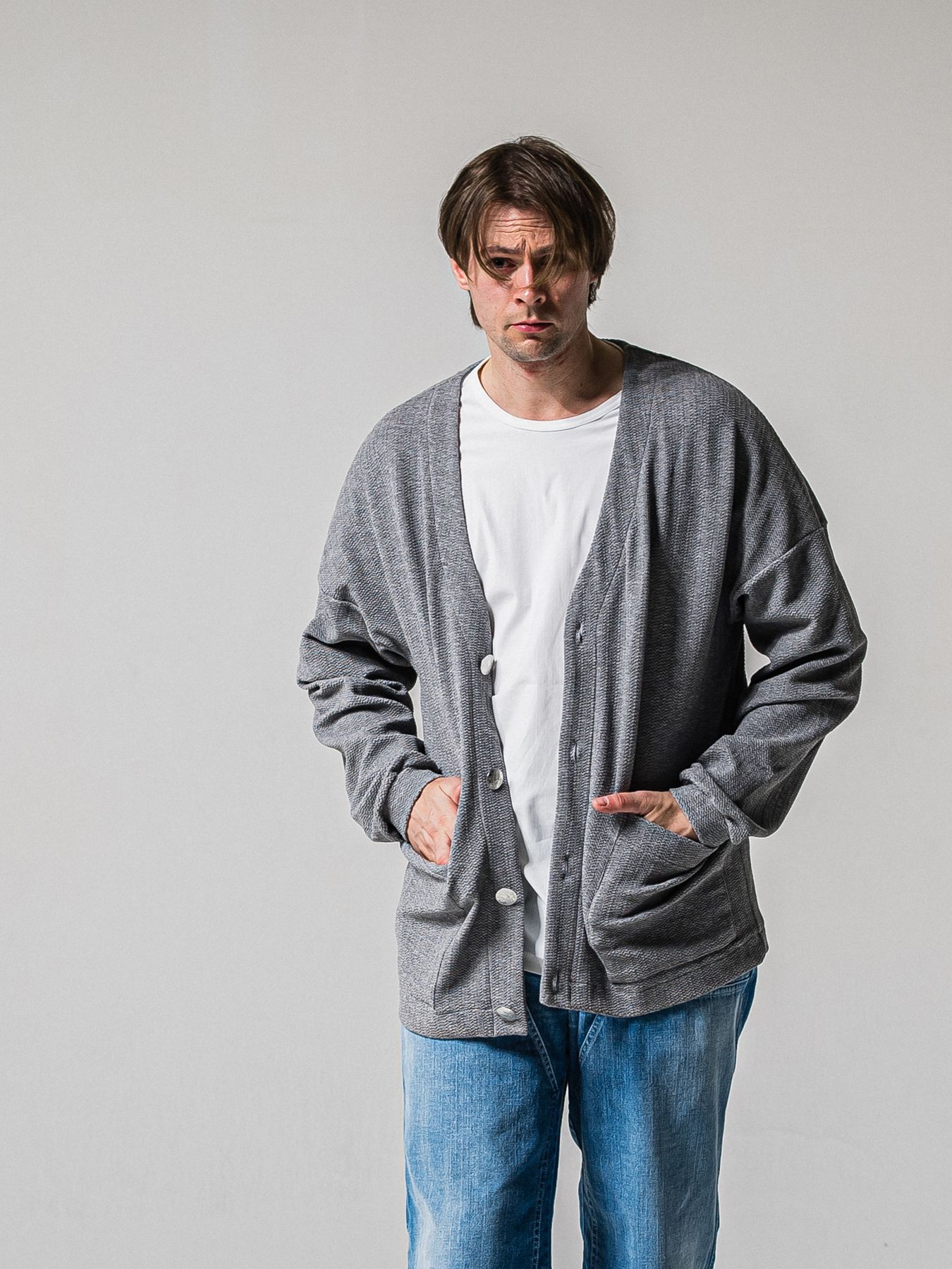 【予約品 11月16日(日) 締切】BLISTER KNIT C/D / ブリスターニットカーディガン  / グレー