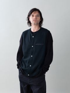【予約品 5月27日(水) 締切】BOUCLE-VEST / ウール混ブークレー ベスト / ネイビー